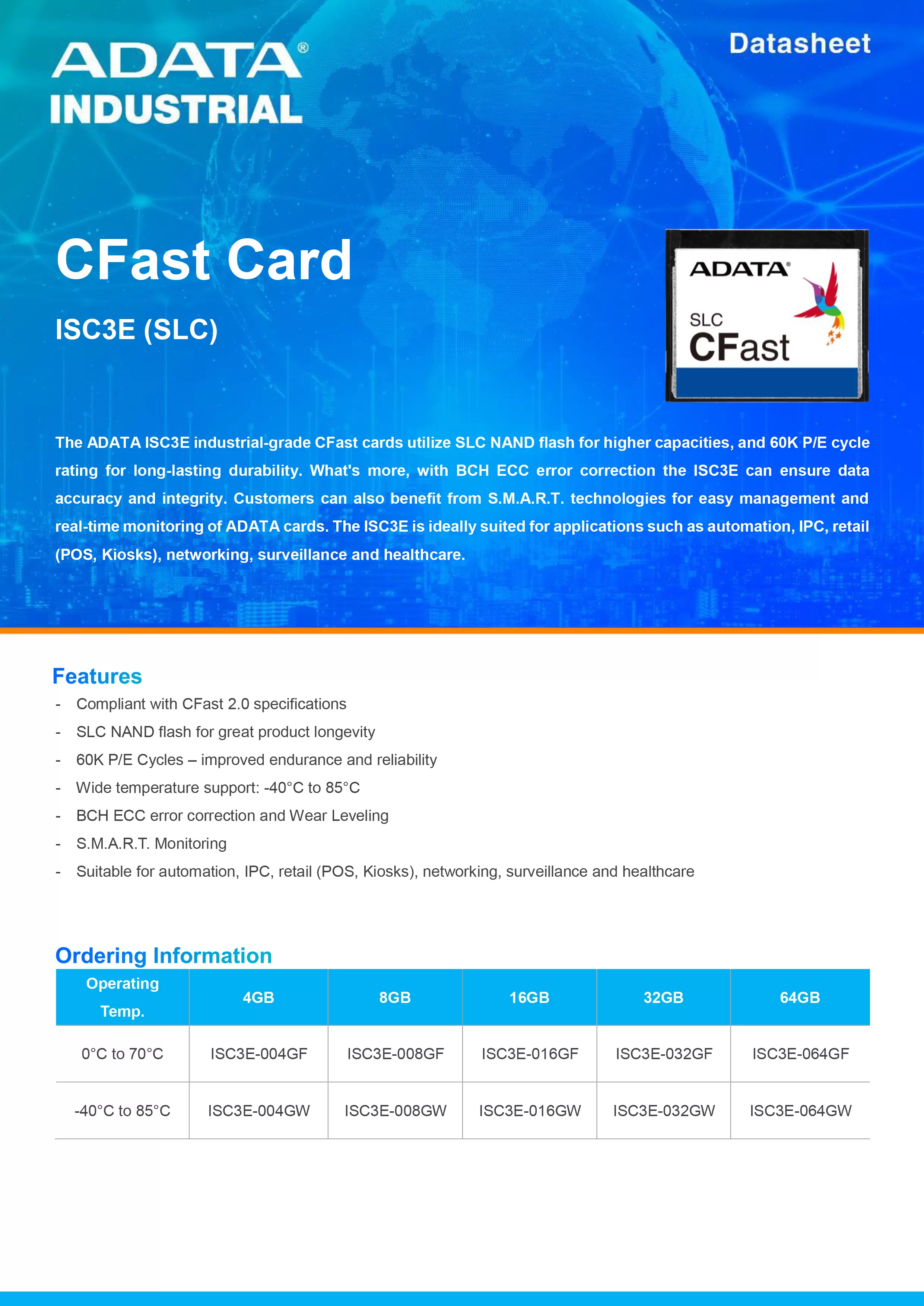 ADATA 威剛 ISC3E SLC 工業級 CFast卡