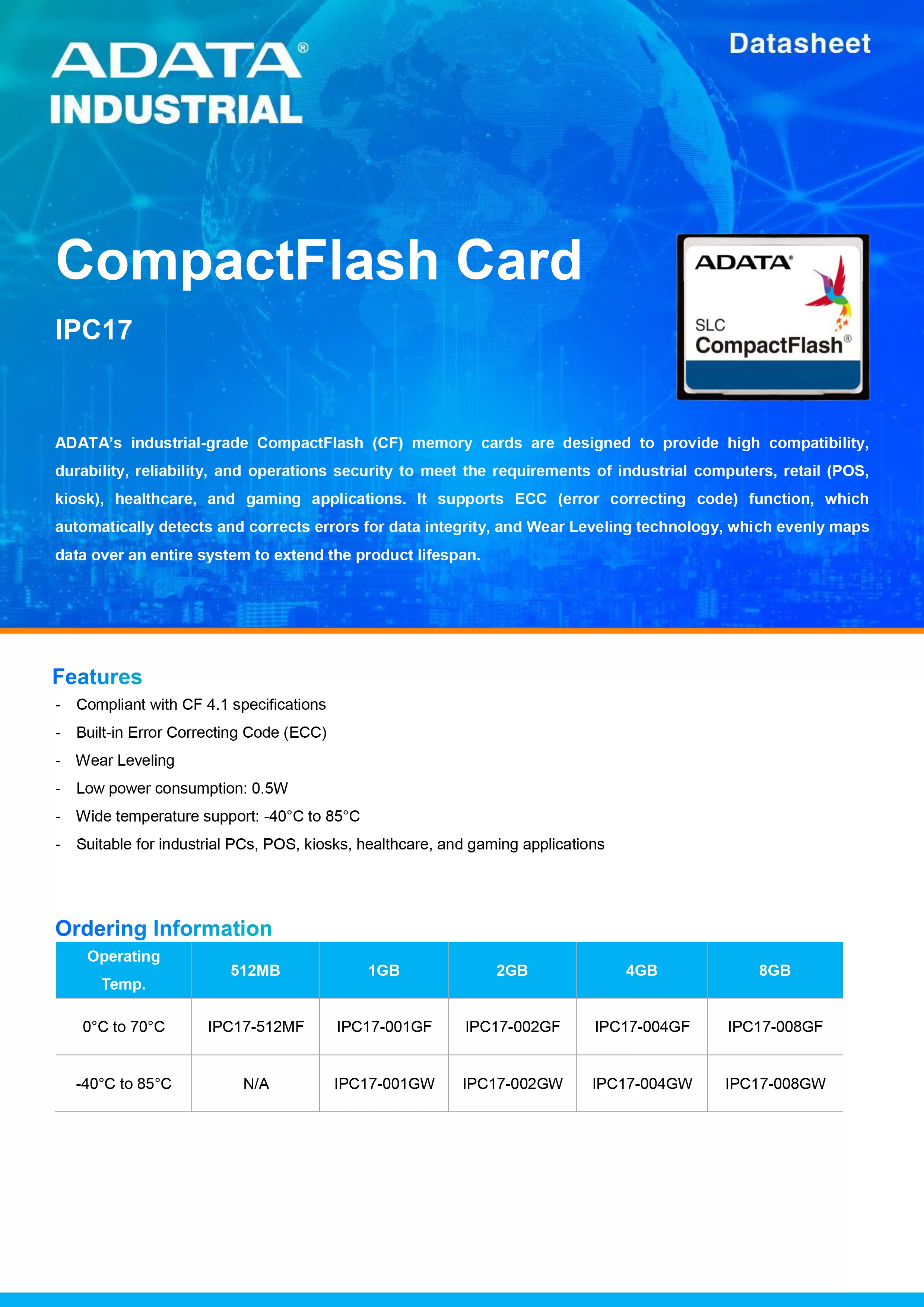 ADATA 威剛 IPC17 工業級 CF卡