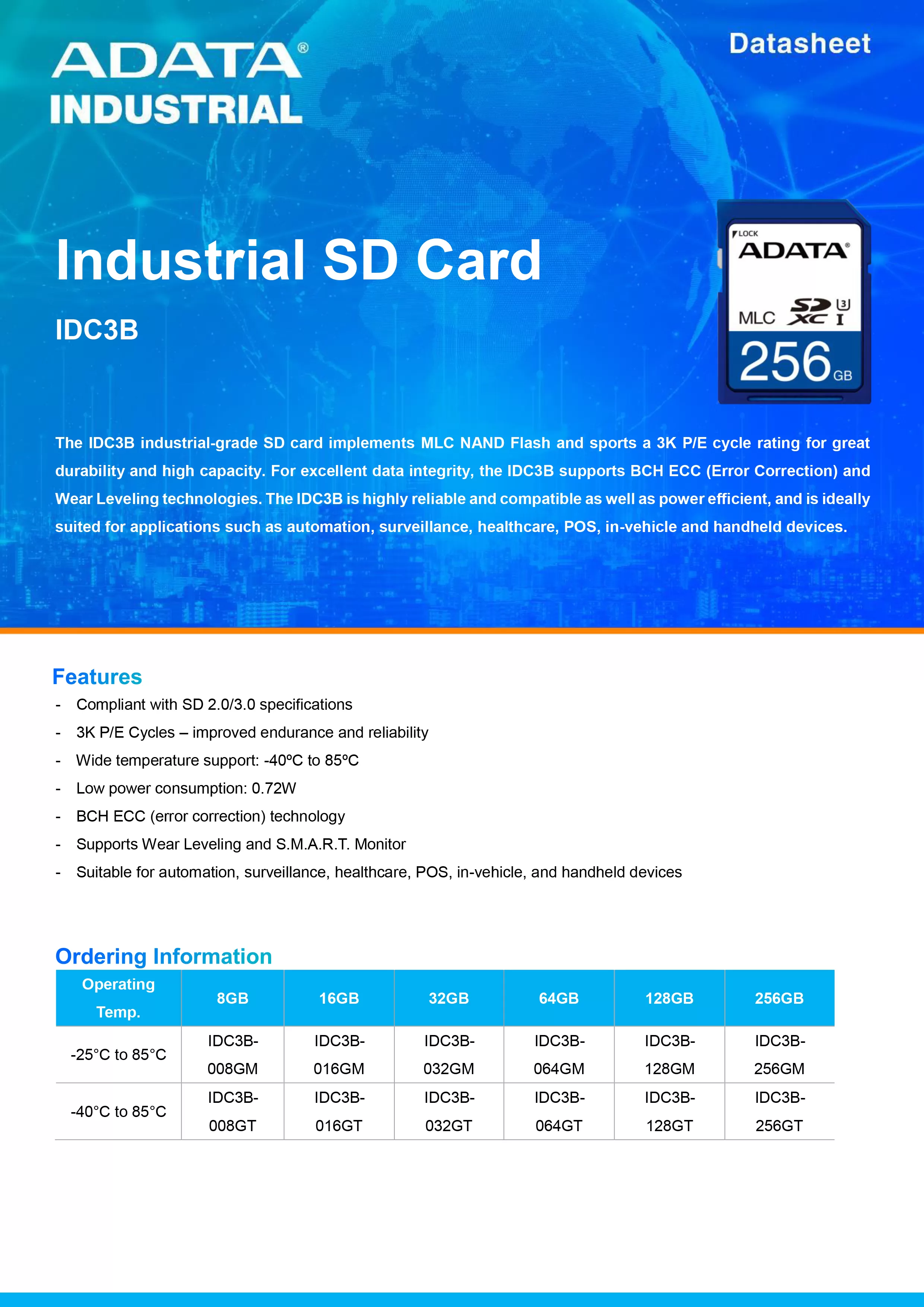 ADATA 威剛 IDC3B 工業級 SD卡