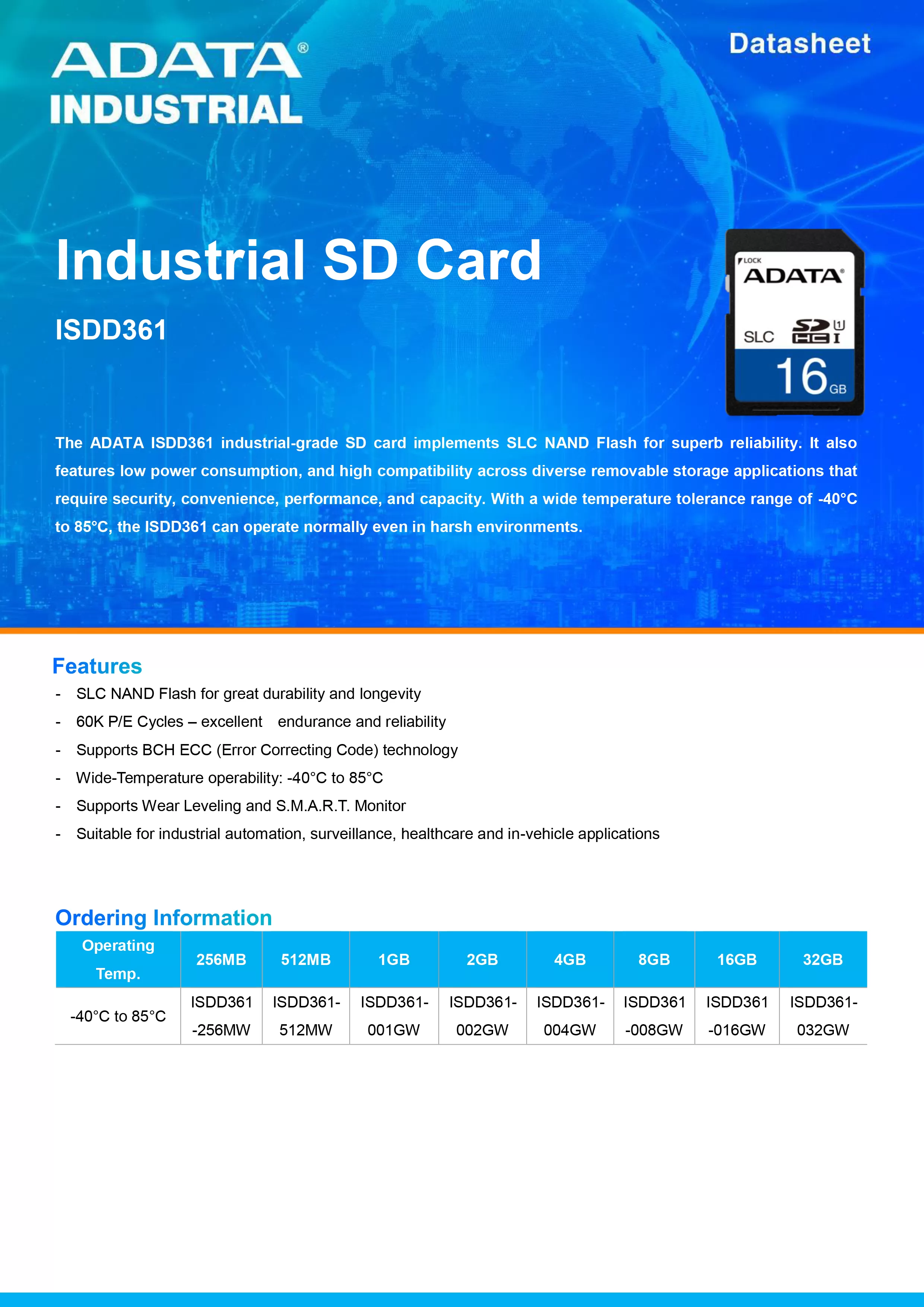 ADATA 威剛 ISDD361 工業級 SD卡