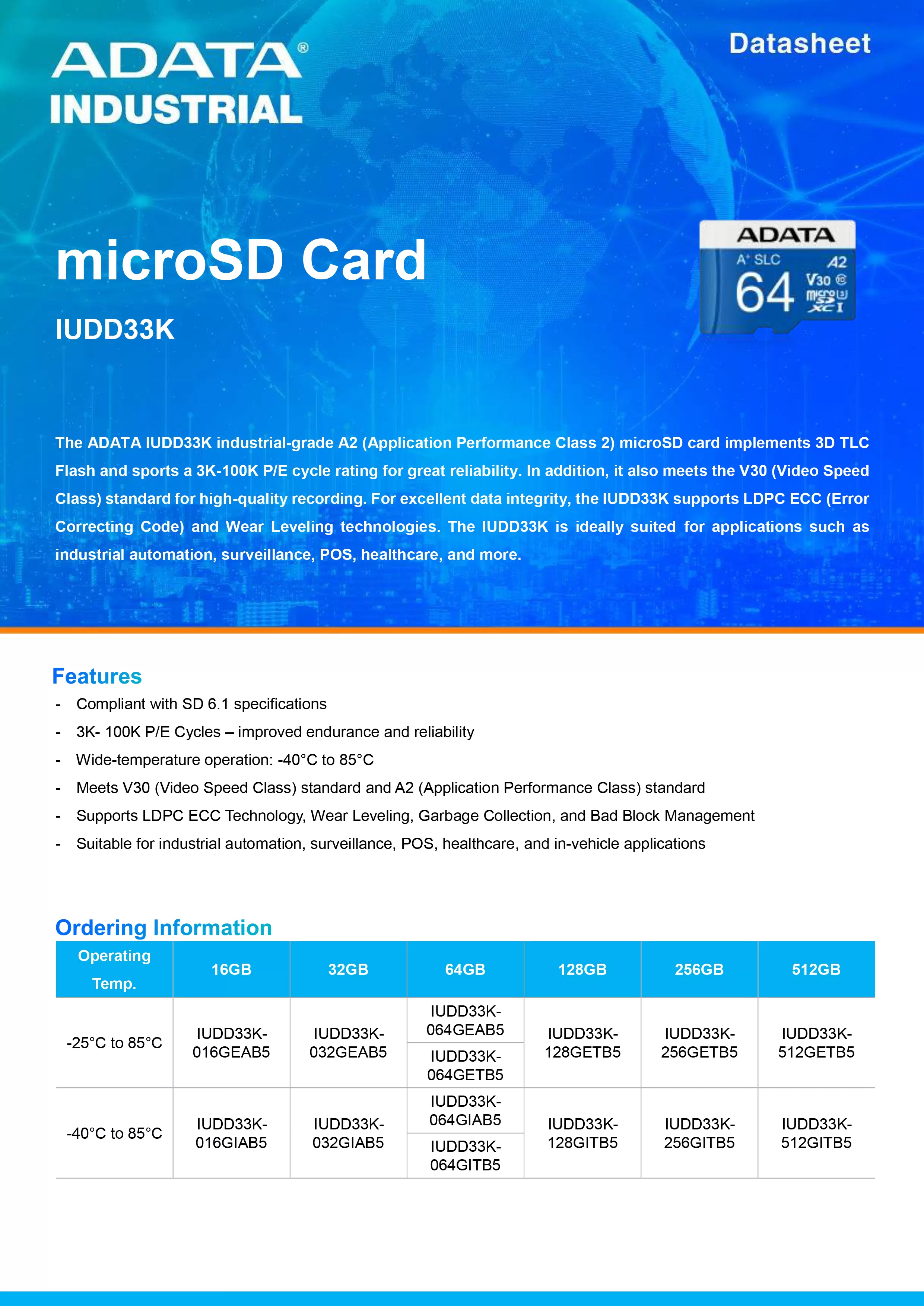ADATA 威剛 IUDD33K 工業級 microSD卡