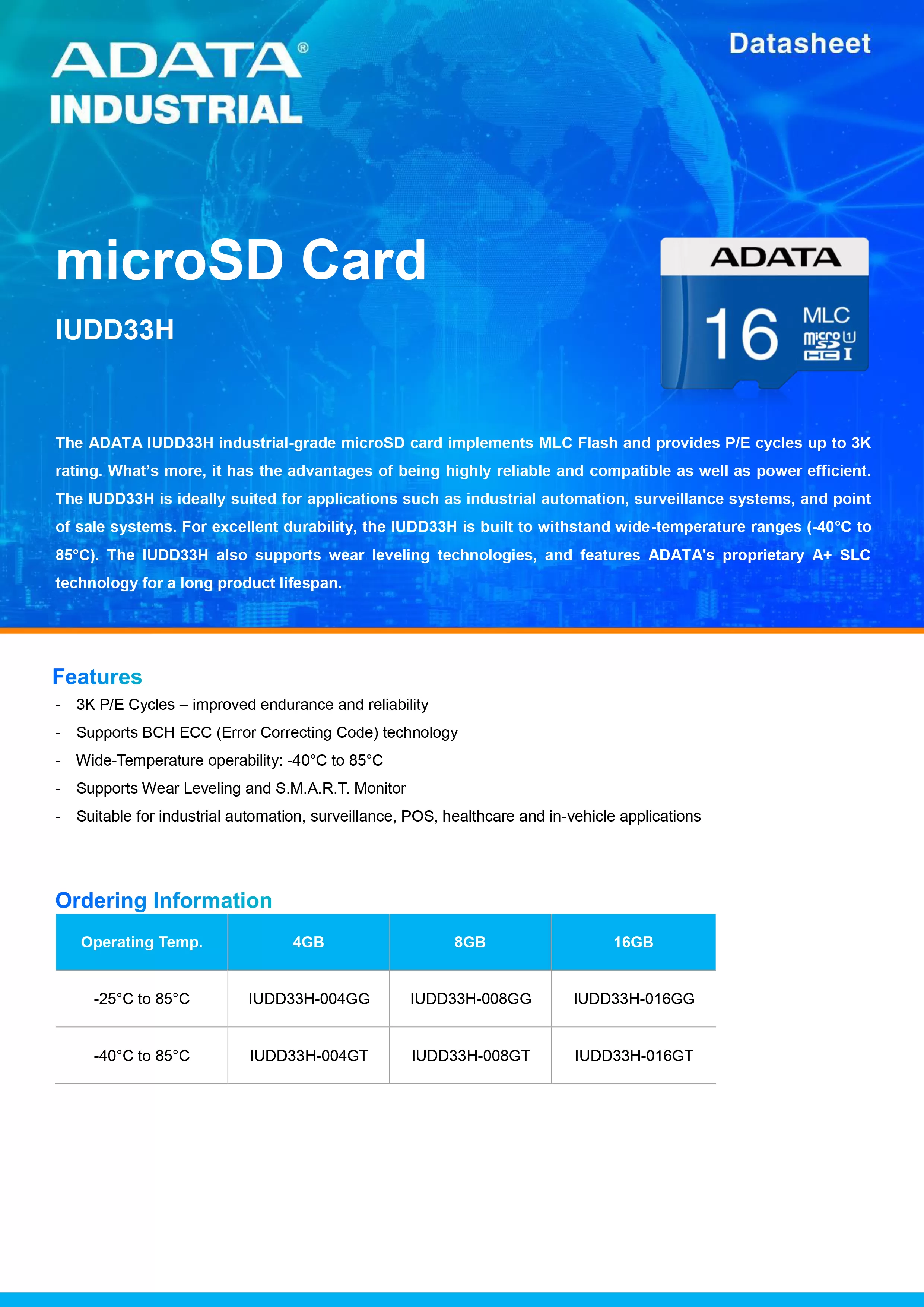 ADATA 威剛 IUDD33H 工業級 microSD卡