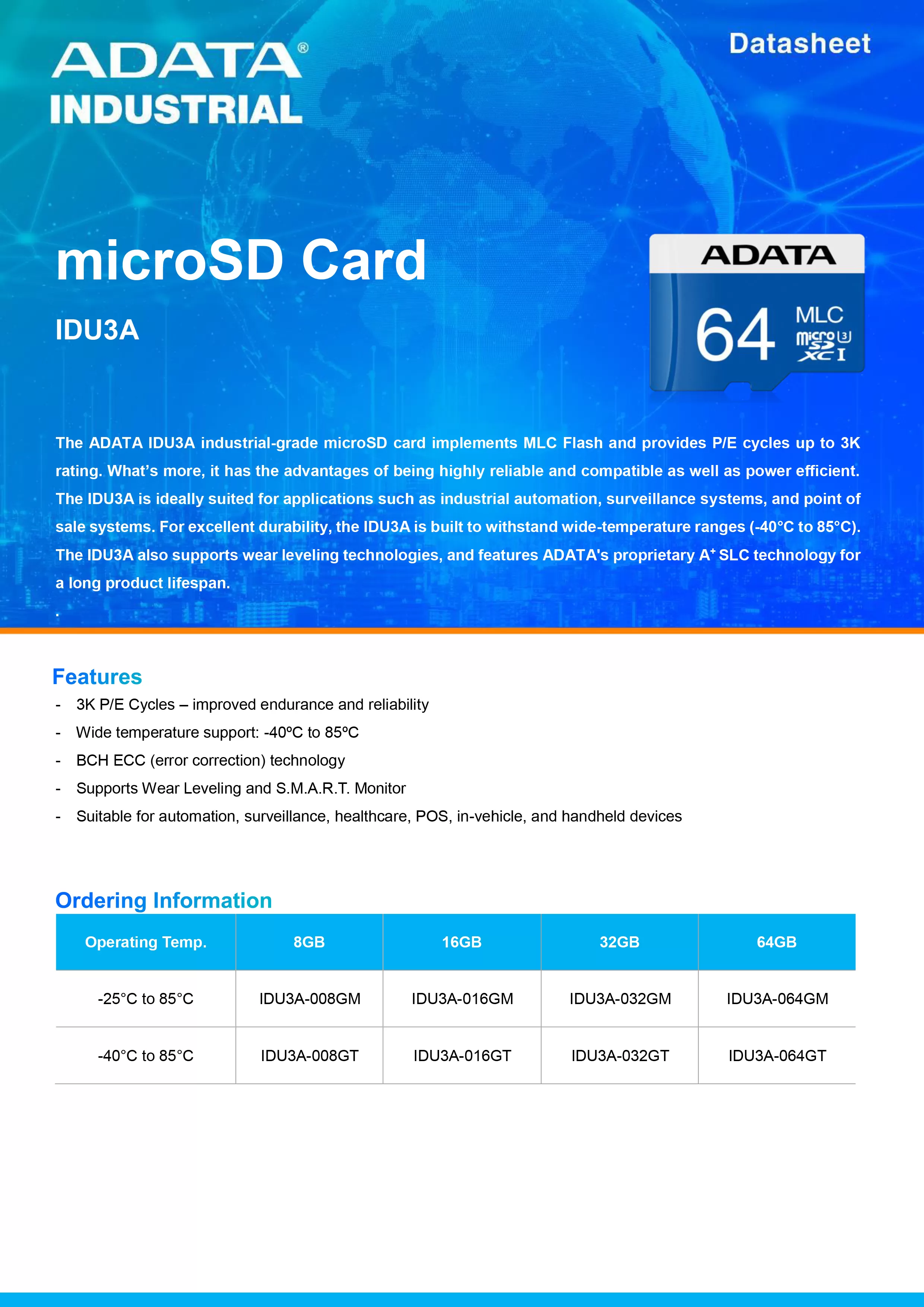 ADATA 威剛 IDU3A 工業級 microSD卡