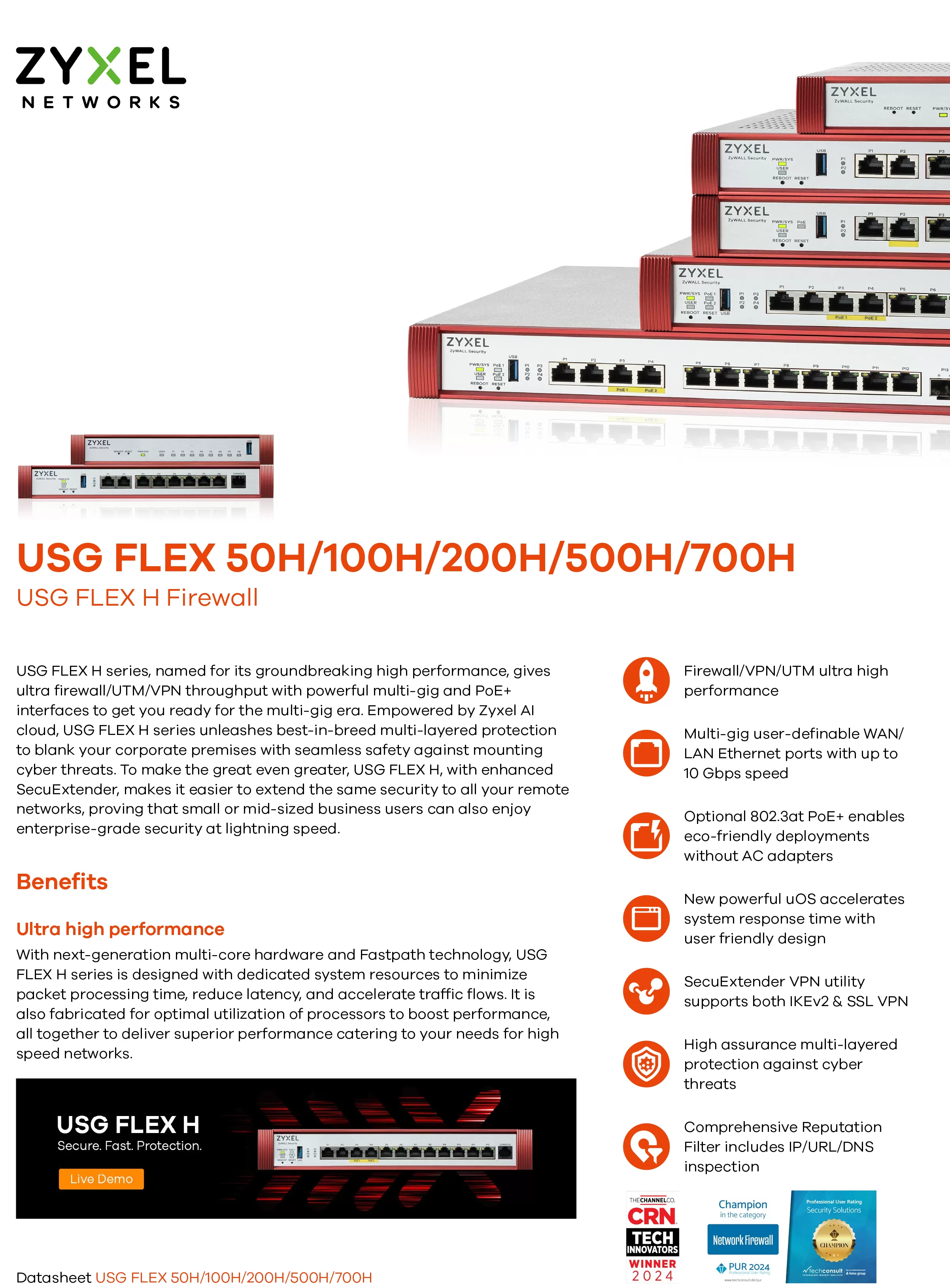 Zyxel 兆勤 USG FLEX 500H 防火牆