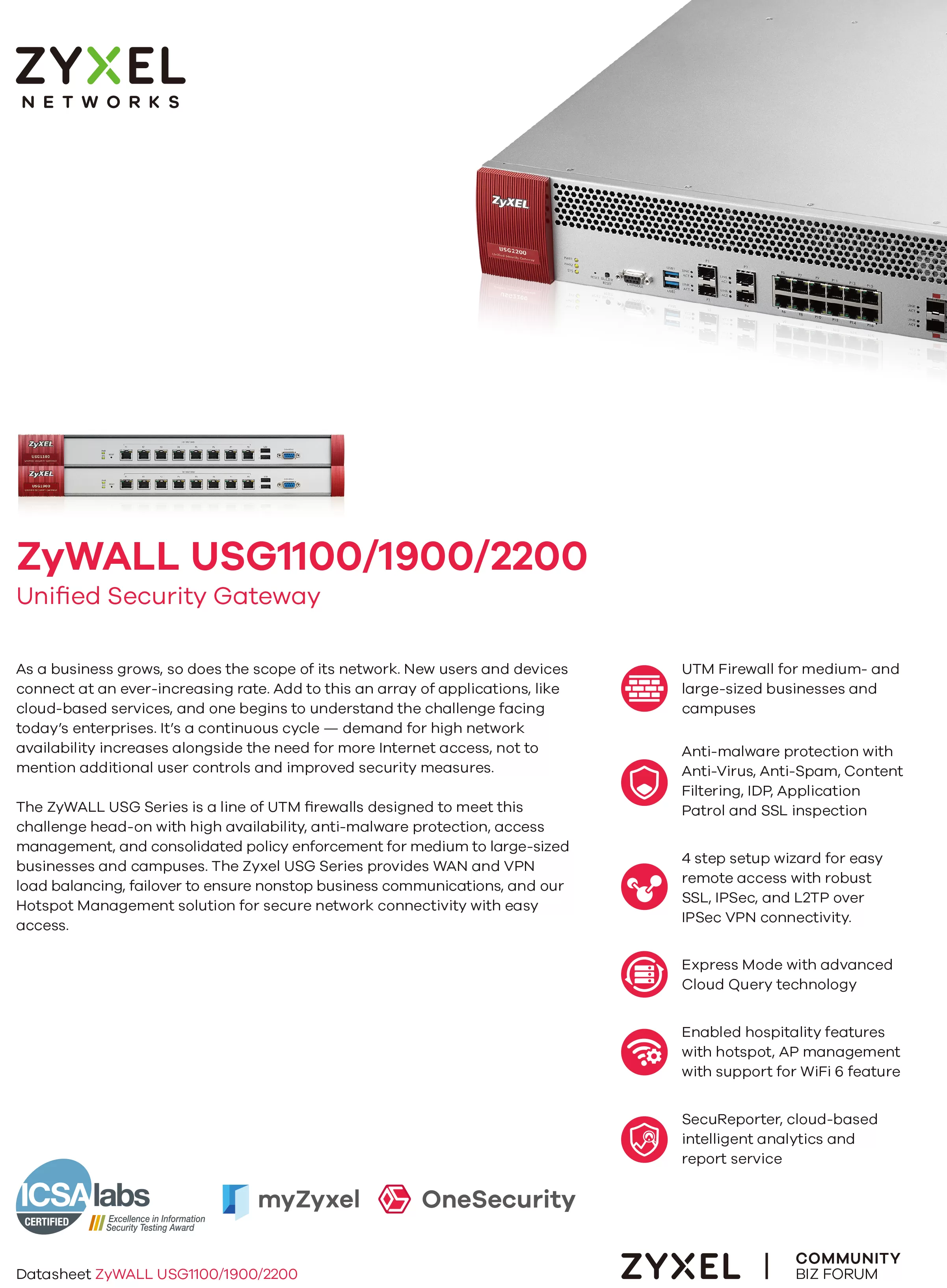 Zyxel 兆勤 USG2200-VPN Business 防火牆