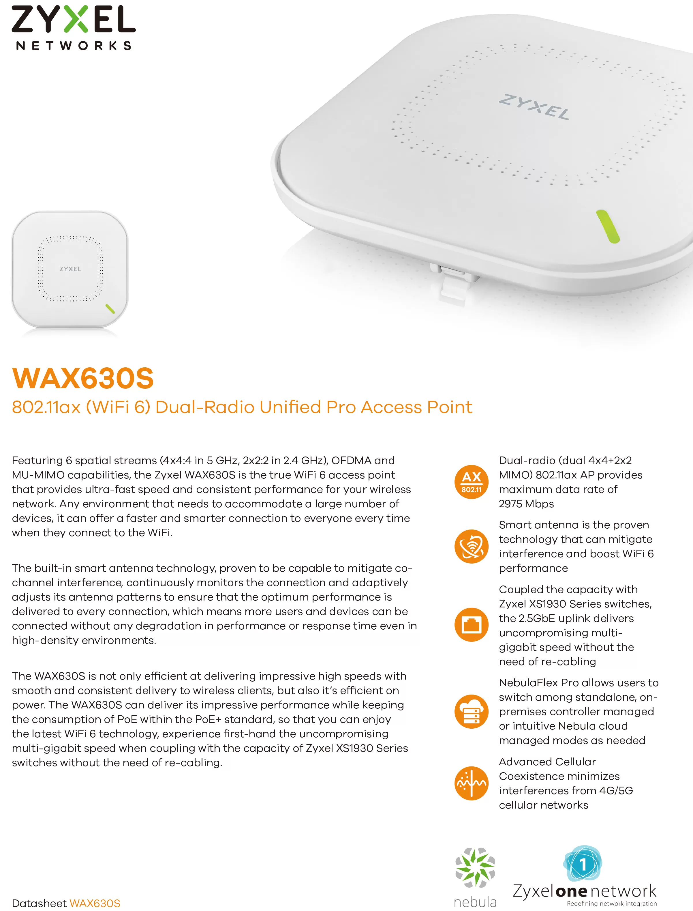 Zyxel 兆勤 AX3000 WiFi 6 雙頻 NebulaFlex Pro 無線網路基地台