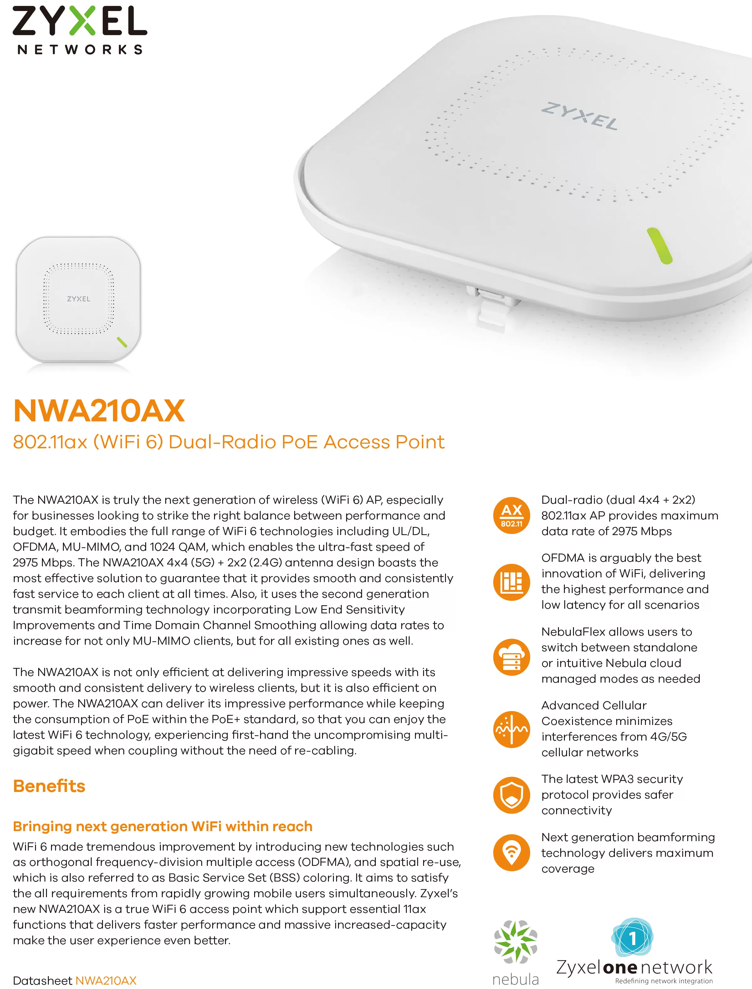 Zyxel 兆勤 AX3000 WiFi 6 雙頻 NebulaFlex 無線網路基地台