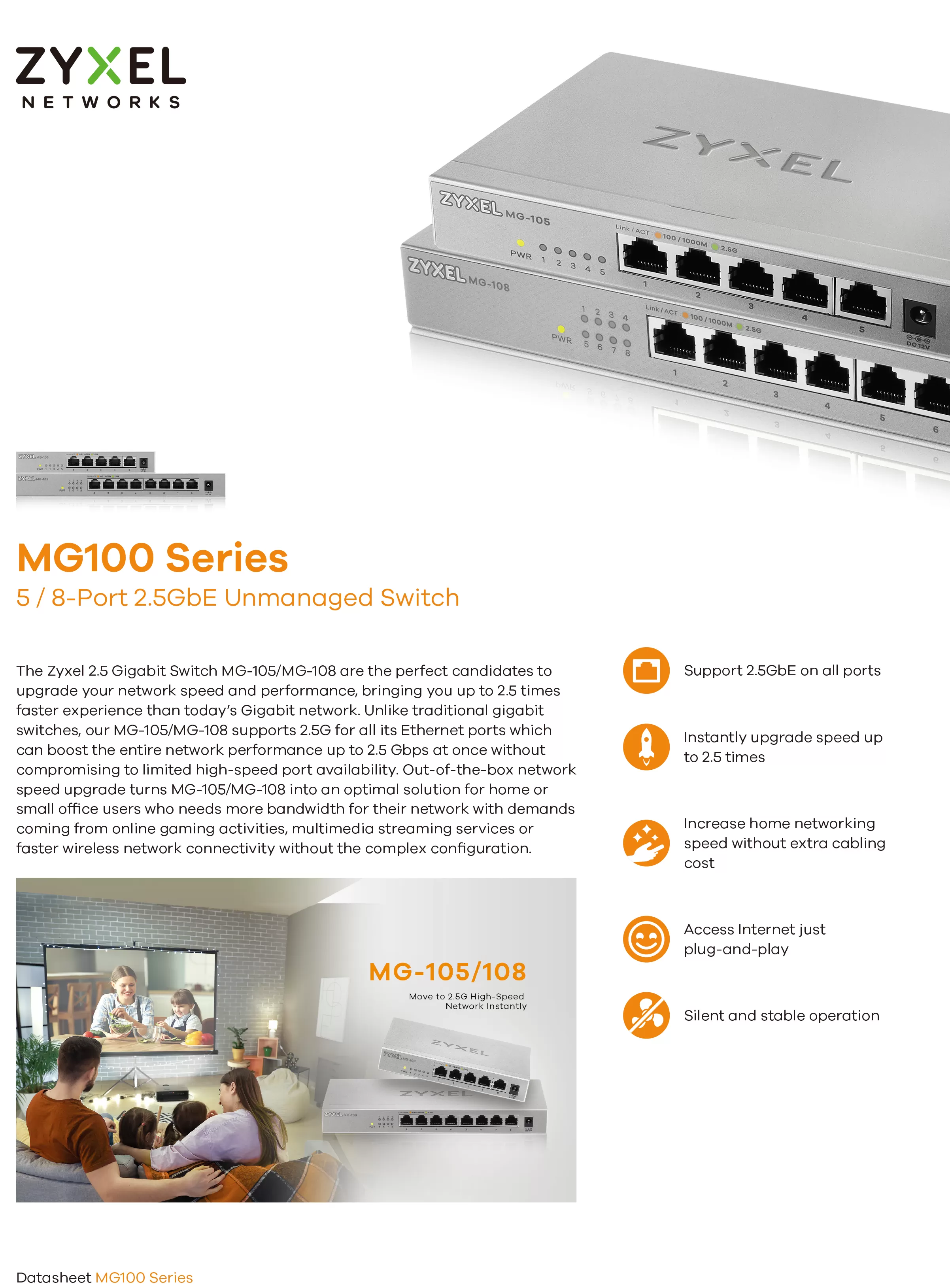 Zyxel 兆勤 MG108 系列 8埠2.5GbE無網管交換器,實際價格以報價為主,MG108,Zyxel兆勤MG108系列8埠2.5GbE無網管交換器,原廠保固,大量採購歡迎洽詢