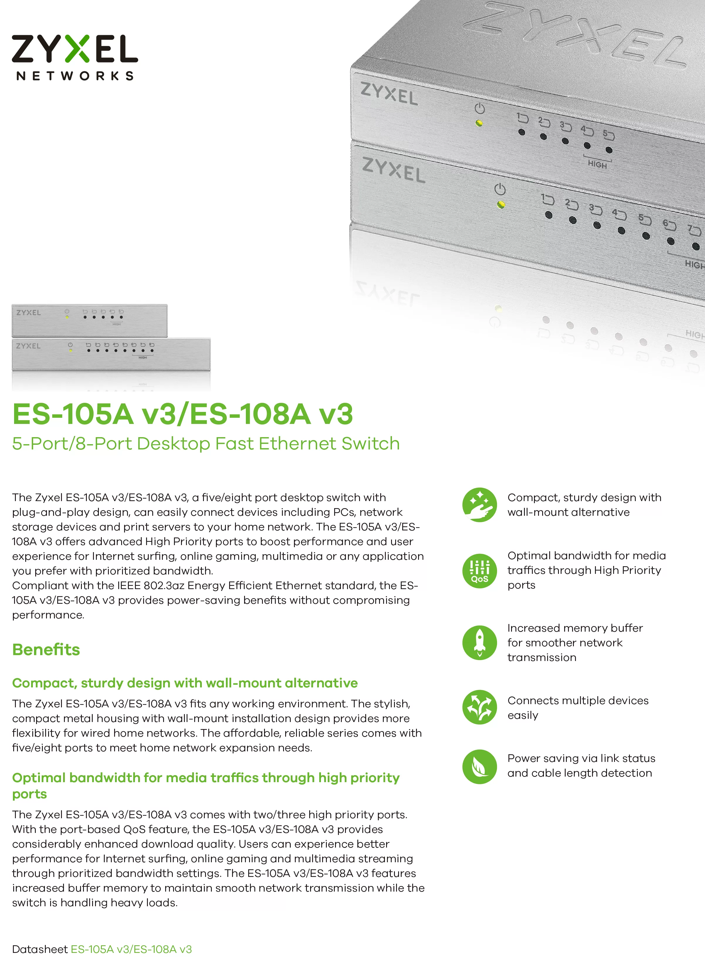 Zyxel 兆勤 ES-108A v3 8埠桌上型高速乙太網路交換器,實際價格以報價為主,ES-108Av3,Zyxel兆勤ES-108Av38埠桌上型高速乙太網路交換器,原廠保固,大量採購歡迎洽詢