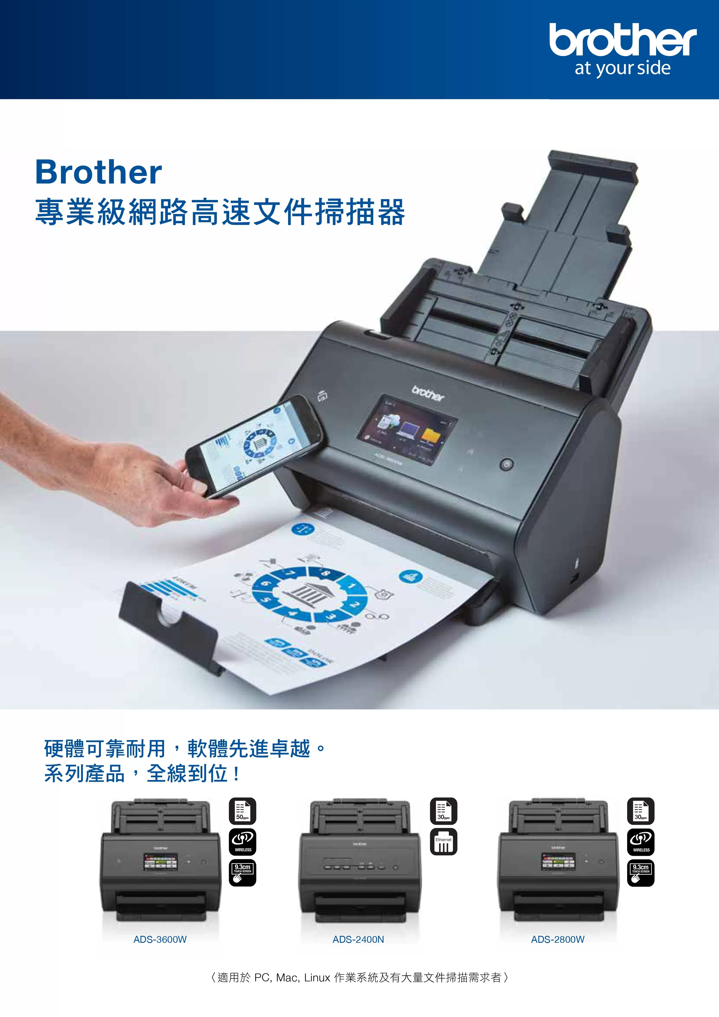 Brother 兄弟 ADS-3600W 專業級高速無線網路掃描機