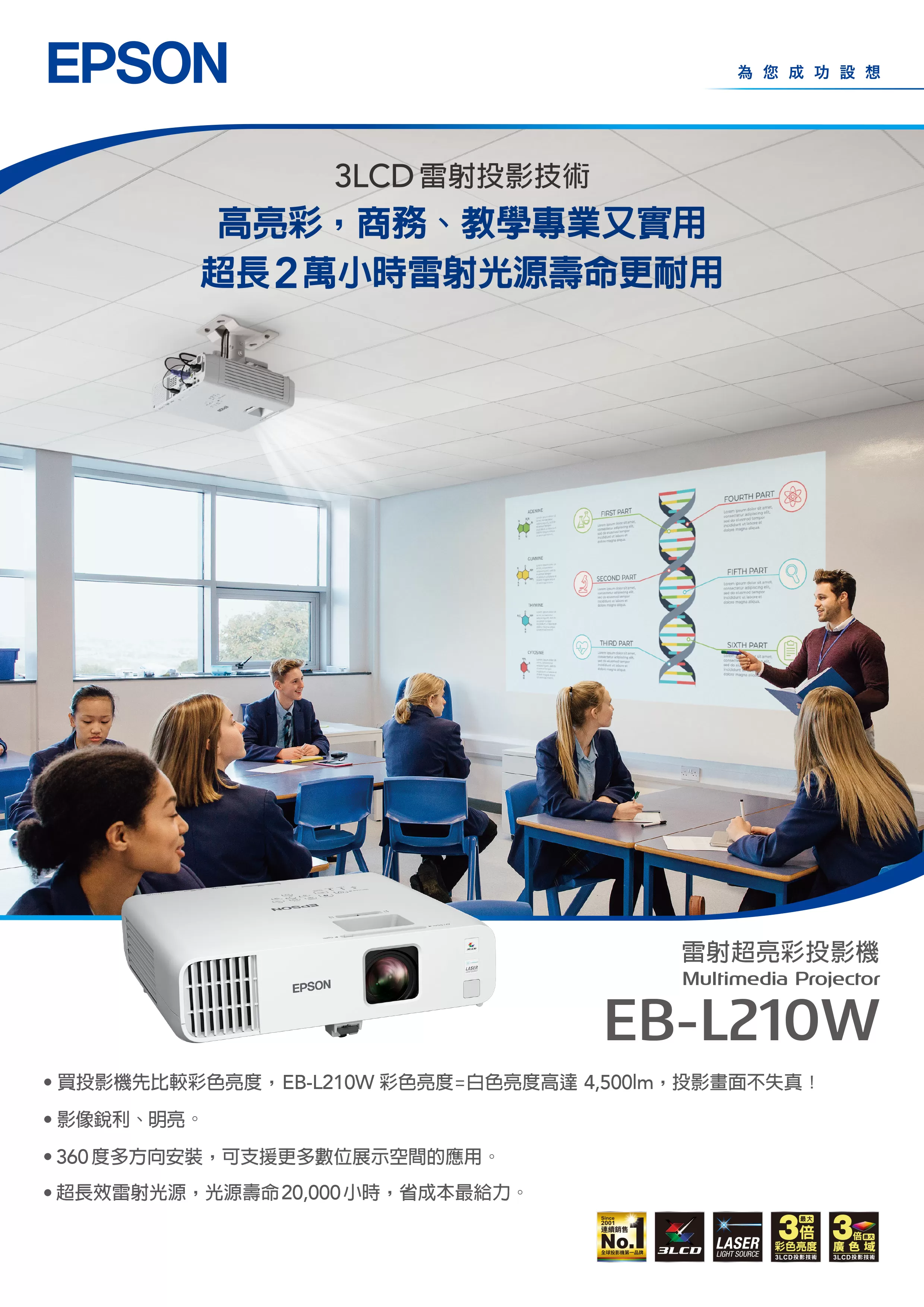 Epson 愛普生 EB-L210W 新一代商務雷射投影機