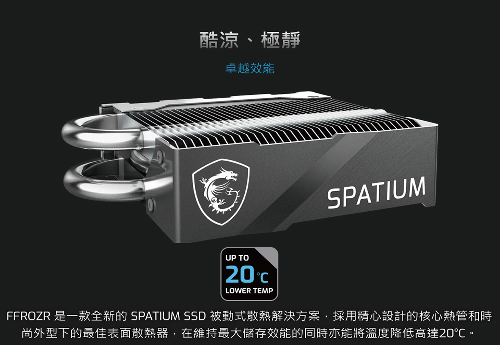 MSI 微星 SPATIUM M570 PRO PCIe 5.0 NVMe M.2 2TB FROZR SSD 固態硬碟