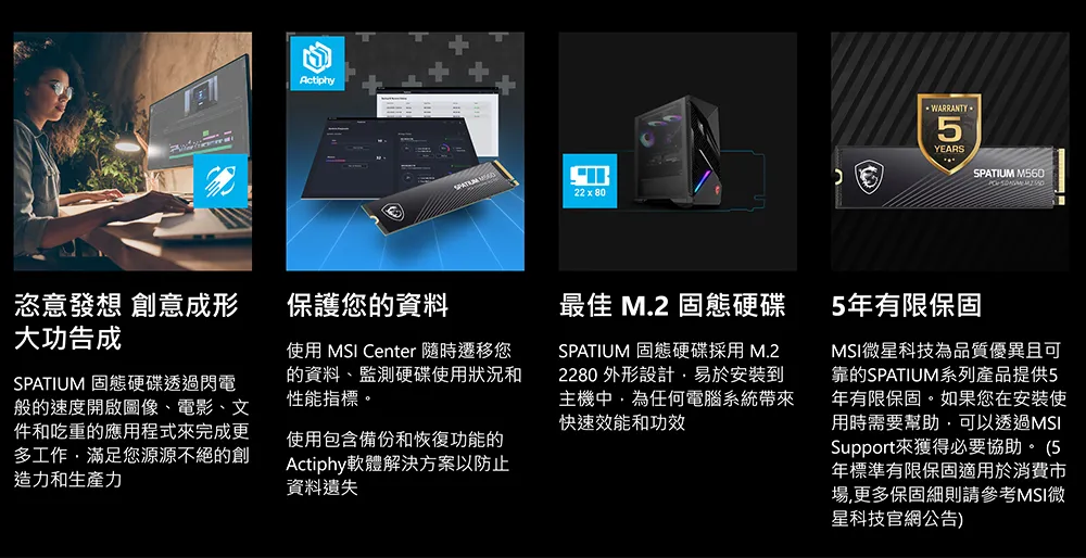 MSI 微星 SPATIUM M560 PCIe 5.0 NVMe M.2 2TB SSD 固態硬碟