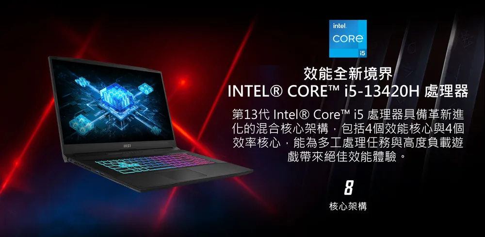 MSI 微星 Katana 17 第13代 i5 CPU/RTX3050 GDDR6 6GB 龍魂之劍初心者電競筆電