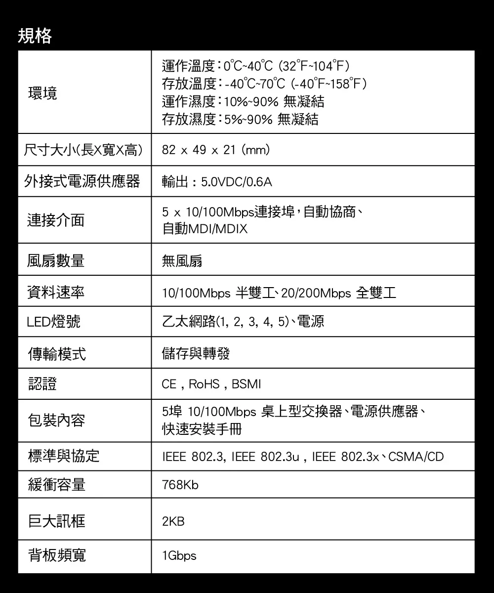 Mercusys 水星 MS105 5埠 10/100Mbps 桌上型交換器