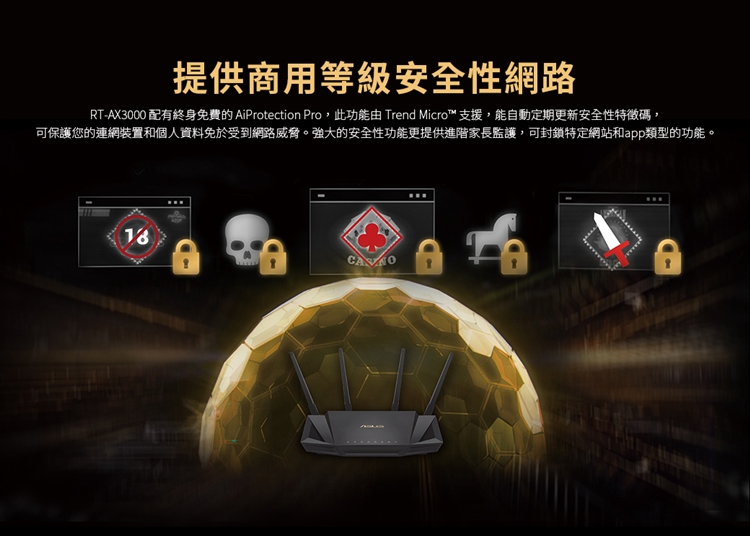 ASUS 華碩 RT-AX3000 雙頻Wi-Fi 6 無線路由器