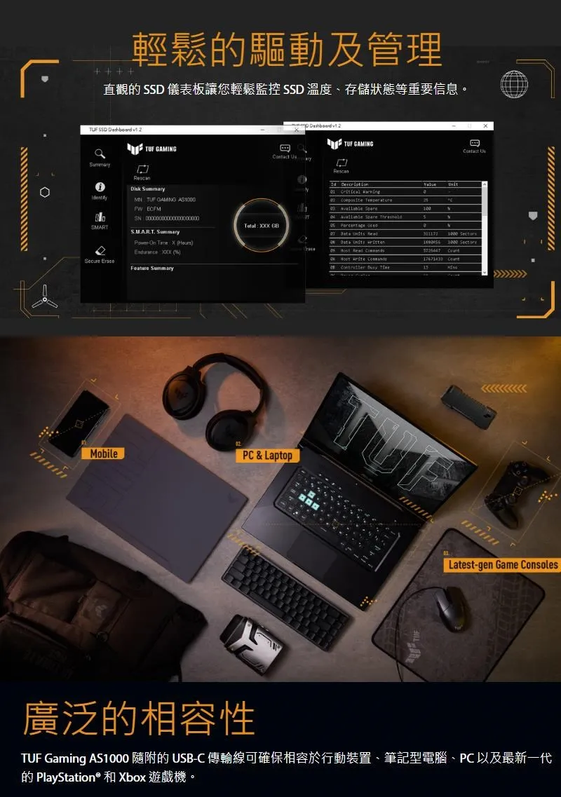 ASUS 華碩 TUF Gaming AS1000 1TB 外接式SSD