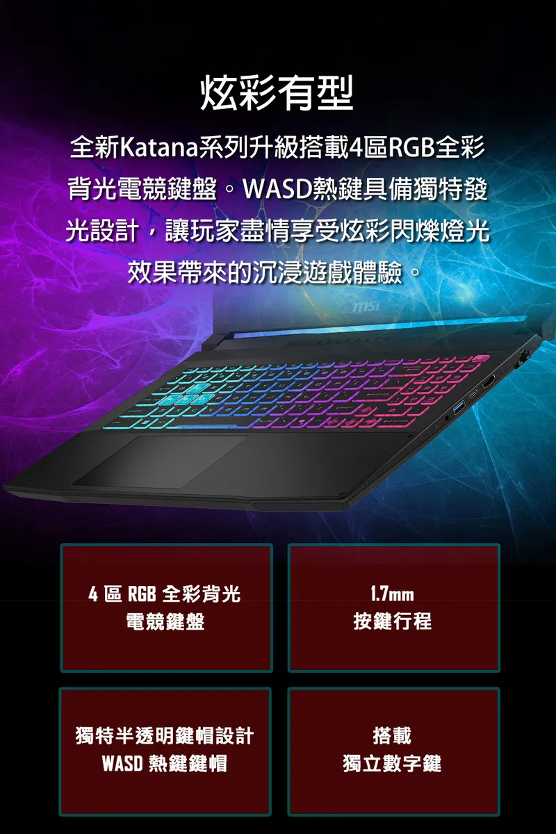 MSI 微星 Katana 15 HX B14W Intel i7 14650HX/ RTX 5070 8GB 基礎級龍魂之劍