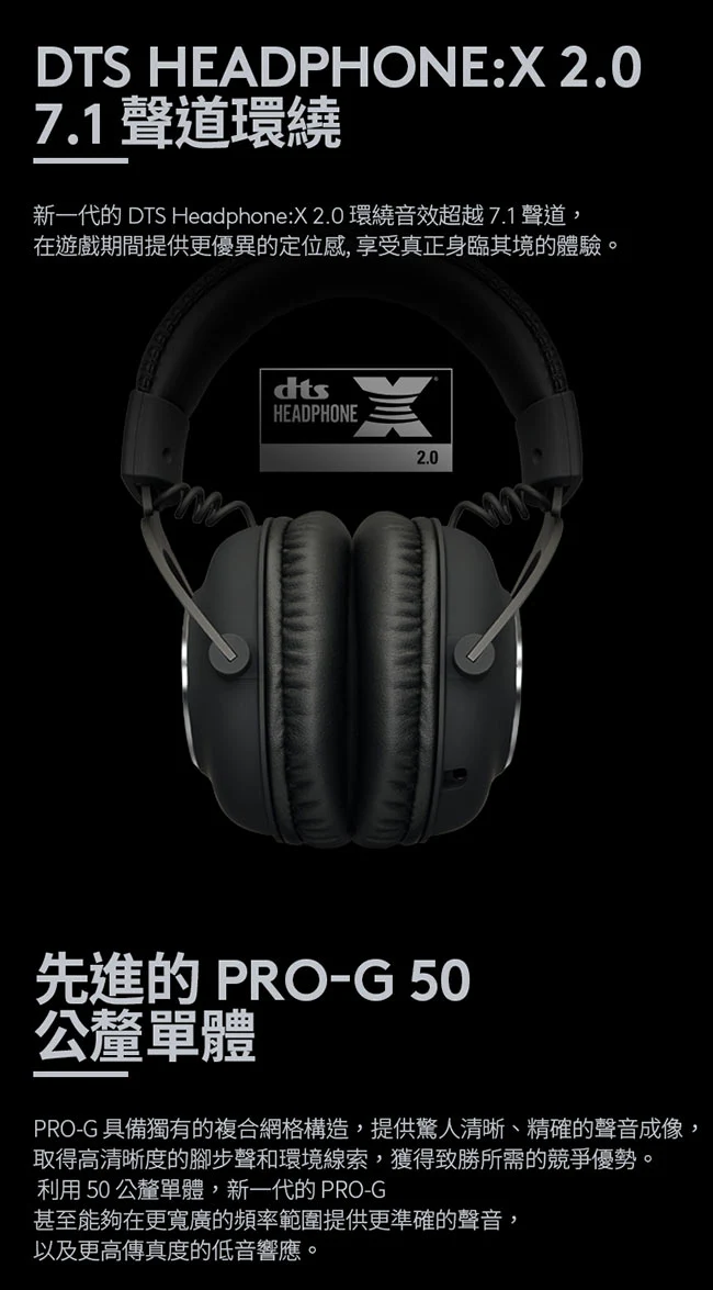 Logitech 羅技G Pro X 無線電競 耳機麥克風 - 黑