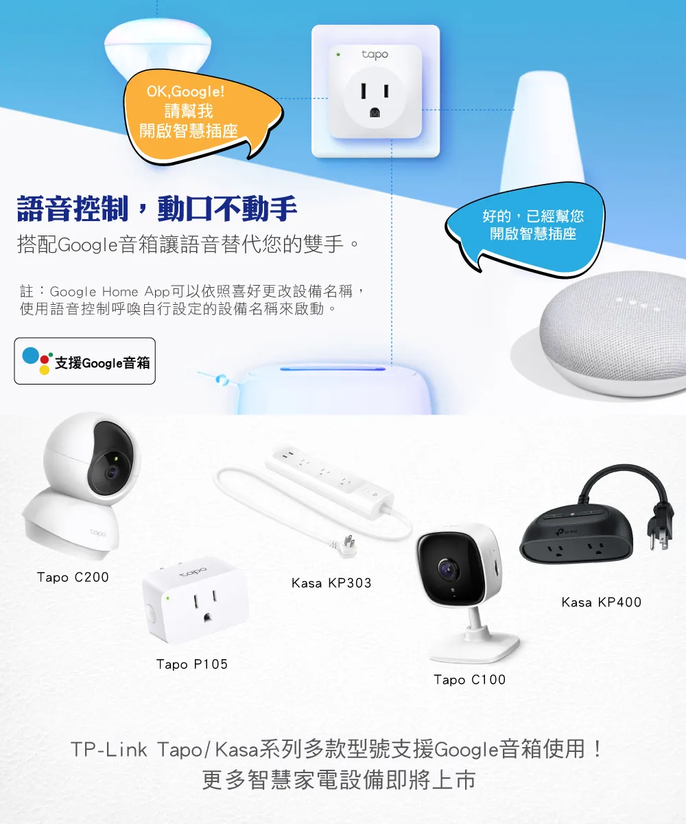 TP-Link Tapo P100 迷你型智慧 Wi-Fi 插座 (二入組)