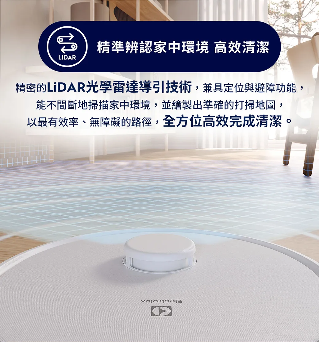 Electrolux 伊萊克斯 EFR71222DS 極適家居700 自動除塵掃拖機器人 (柔霧白)