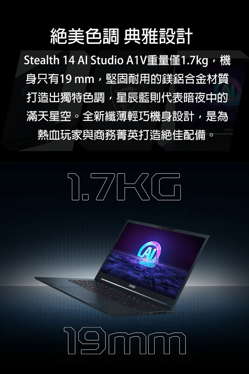 MSI 微星 Stealth 14 AI Studio A1VEG 白色 Ultra7神速處理器 / RTX4050 GDDR6 6G頂級顯示卡 電競筆電