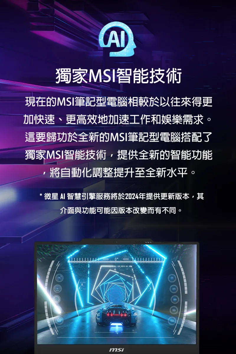 MSI 微星 Sword 17 HX Intel Core i7-14700HX 20處理器/NVIDIA RTX 4050 6GB 新手級龍魂之刃電競筆電