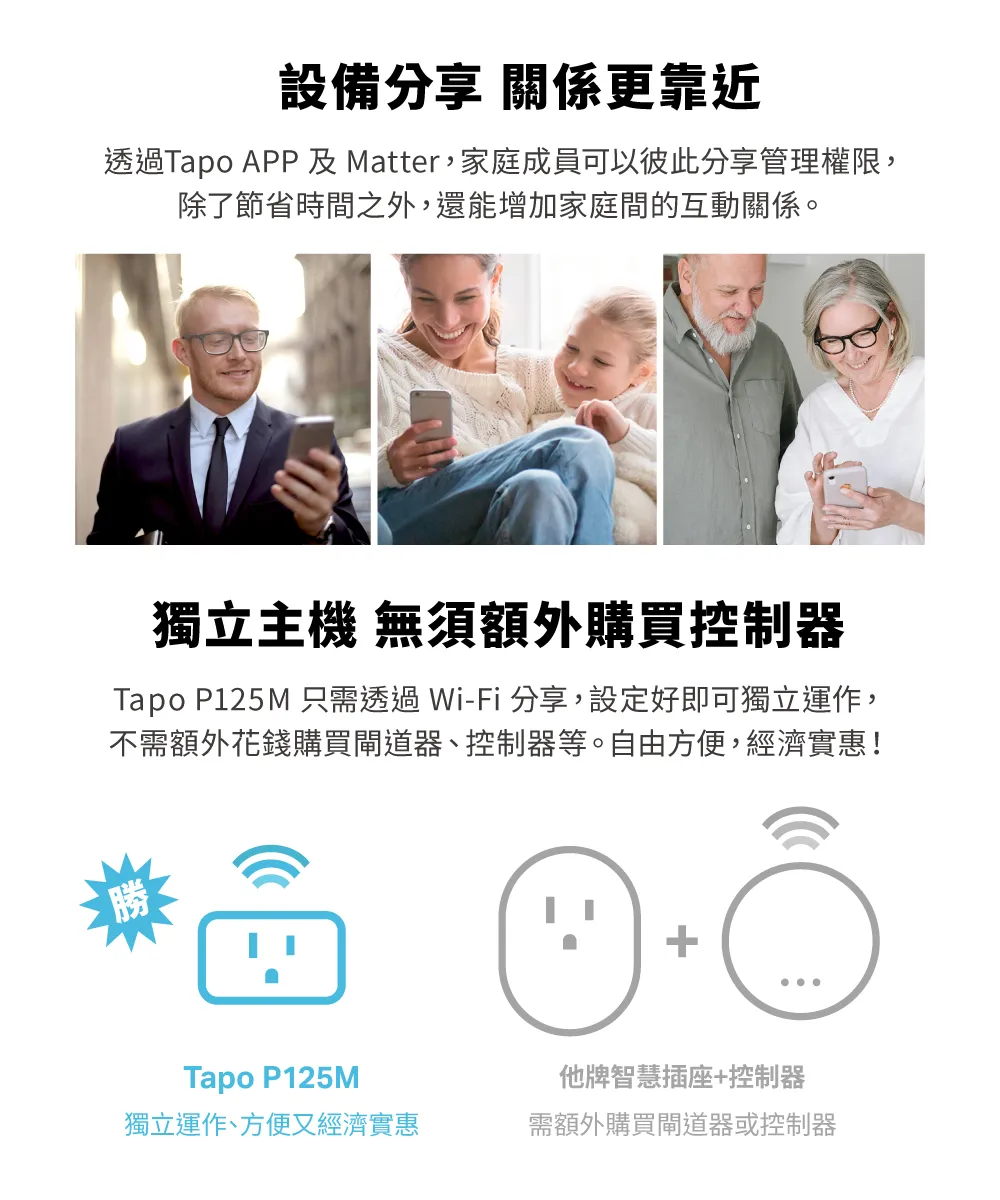 TP-Link Tapo P125M 迷你型智慧 Wi-Fi 插座