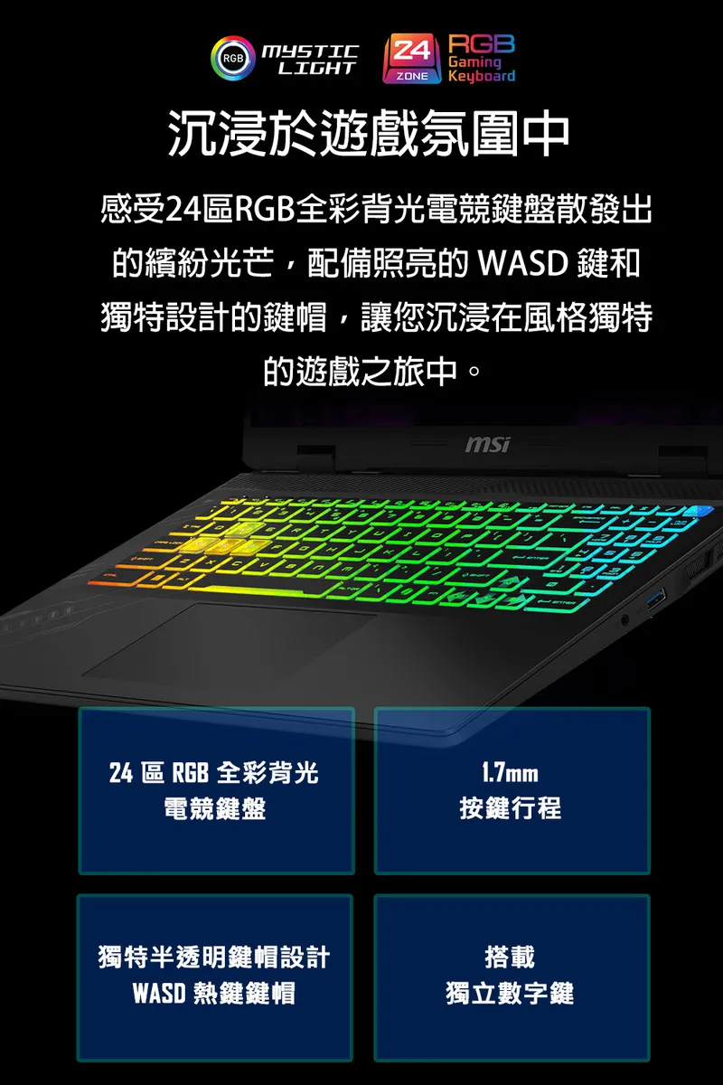 MSI 微星 Crosshair 16 HX Intel Core i7-14700/NVIDIA RTX 4060 8GB 入門級電競筆電