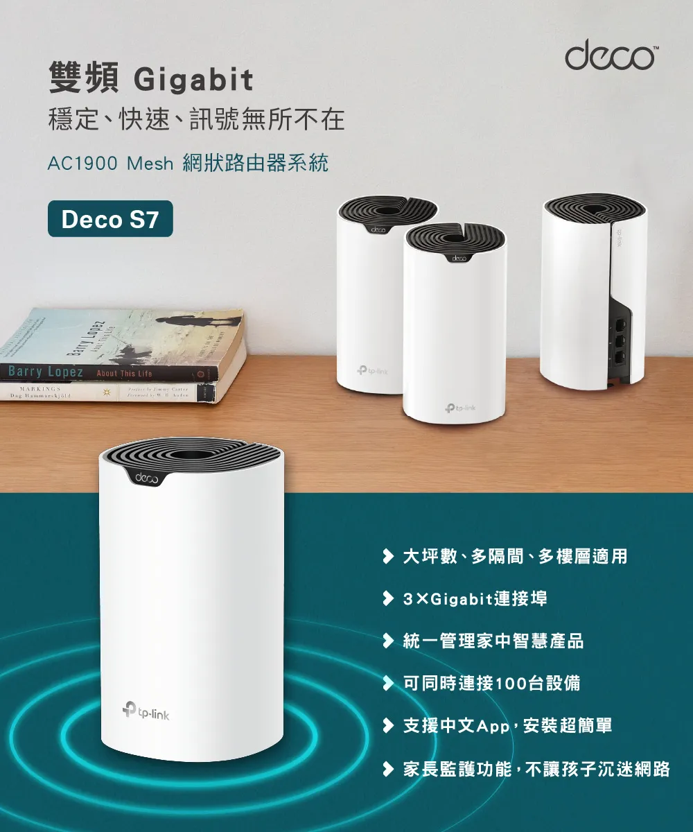 TP-Link Deco S7 AC1900完整家庭Mesh Wi-Fi系統 (三入組),U50430031,TP-LinkDecoS7AC1900完整家庭MeshWi-Fi系統(三入組),原廠保固,大量採購歡迎洽詢,品質保證