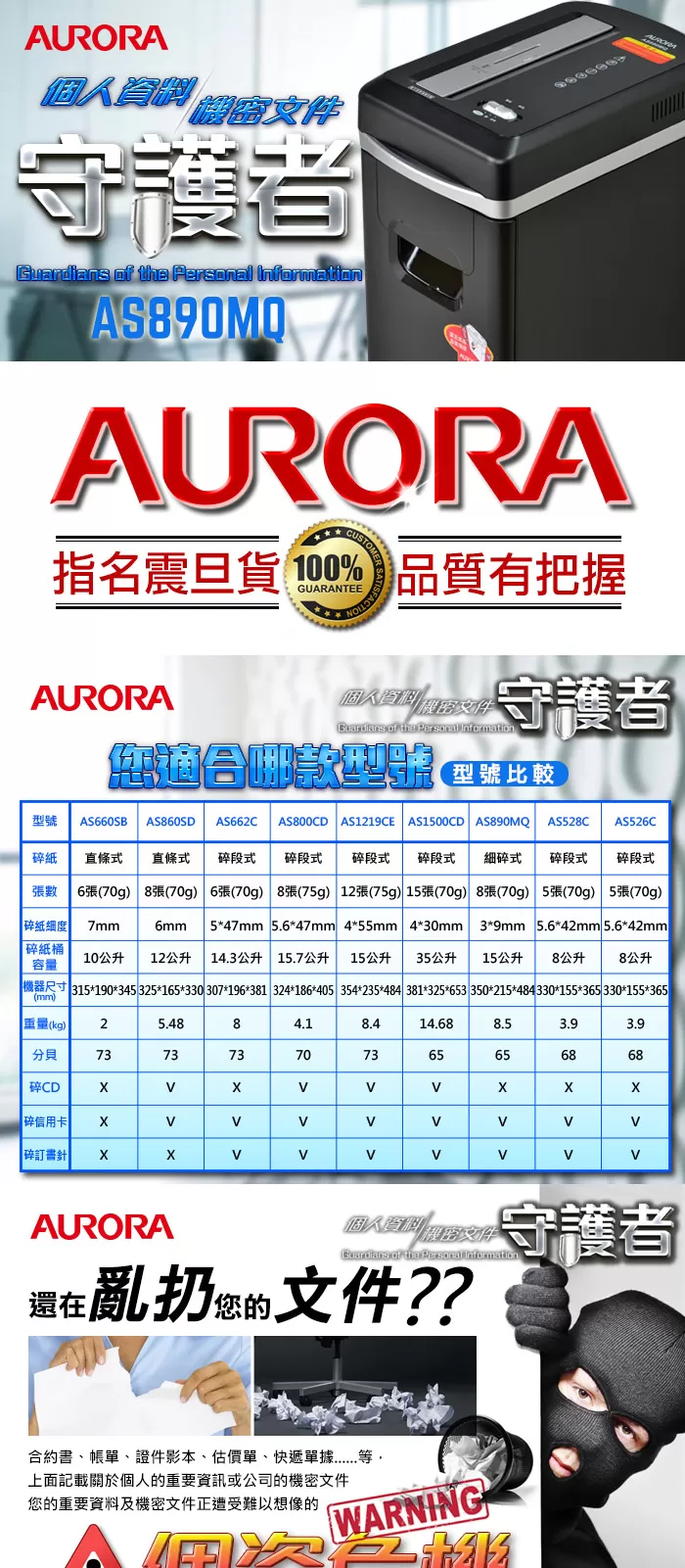 AURORA 震旦 A4 細碎型碎紙機 (AS890MQ),U52330028,AURORA震旦A4細碎型碎紙機(AS890MQ),概覽,碎紙機,碎紙機