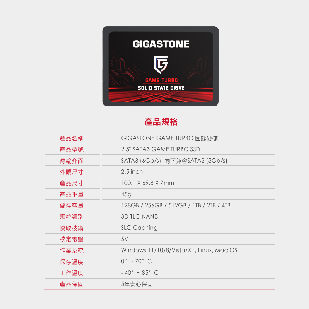 GIGASTONE 2.5吋固態硬碟SSD 1TB(Game Turbo) ( 2.5" SSD 1TB(Game Turbo) ),實際價格以報價為主,U52660024,GIGASTONE2.5吋固態硬碟SSD1TB(GameTurbo)(2.5"SSD1TB(GameTurbo)),原廠保固,大量採購歡迎洽詢