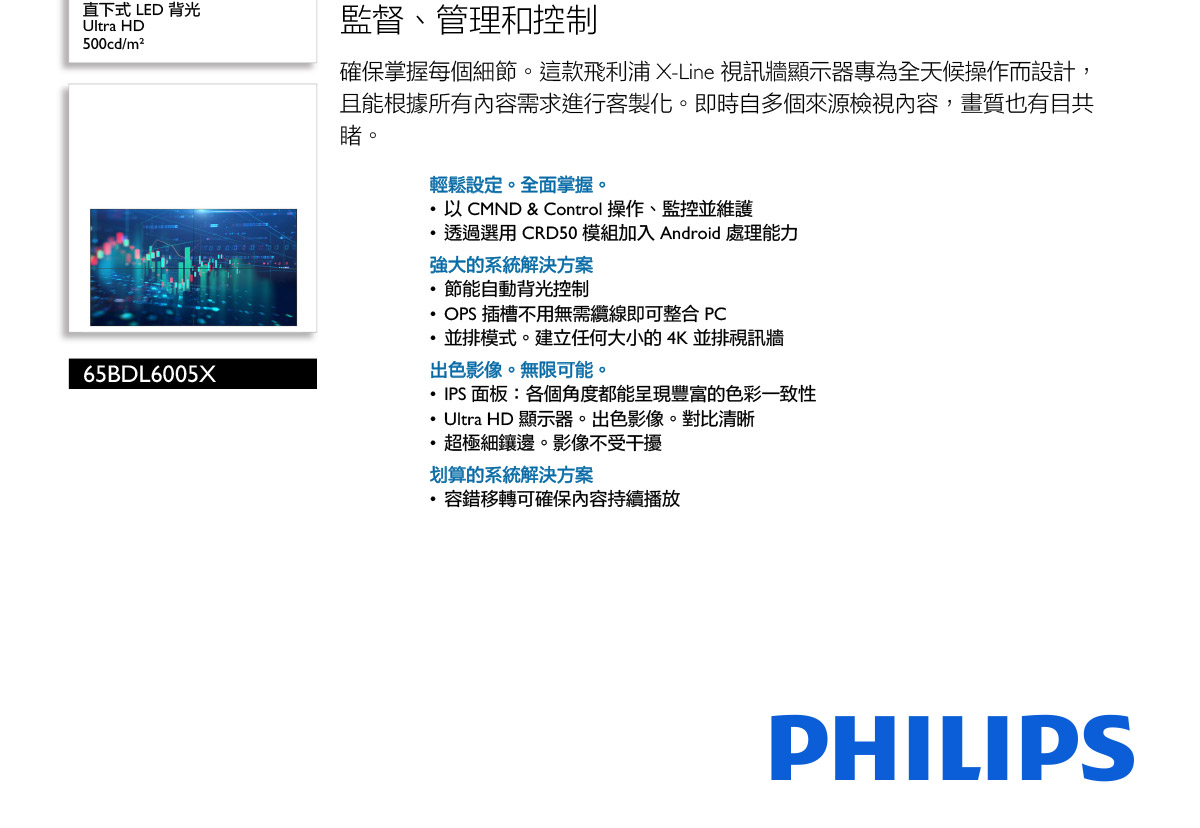 PHILIPS 65BDL6005X視訊牆顯示器 ( 65BDL6005X/97 )