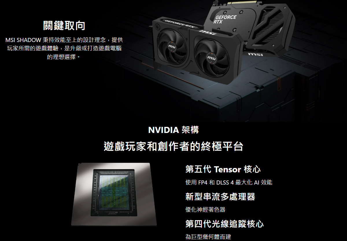 MSI 微星 RTX 5060 Ti 8G SHADOW 2X OC PLUS 顯示卡