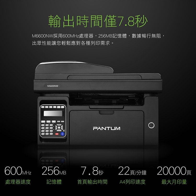 PANTUM 奔圖 M6600NW 黑白雷射多功能印表機,碳粉匣,原廠耗材,雷射印表機,雷射,辦公室印表機