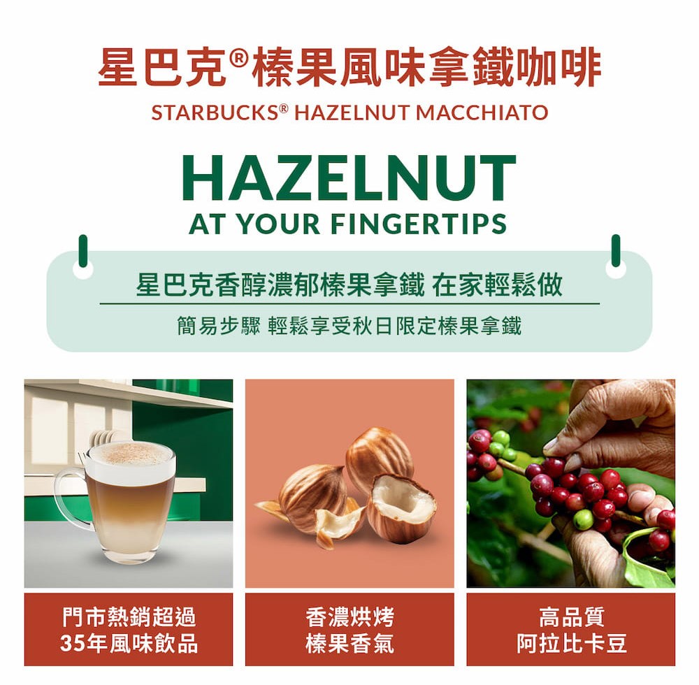 Nescafe 雀巢 Dolce Gusto 星巴克榛果風味拿鐵咖啡膠囊12顆入,實際價格以報價為主,U60980013,Nescafe雀巢DolceGusto星巴克榛果風味拿鐵咖啡膠囊12顆入,大量採購歡迎洽詢,快速沖泡