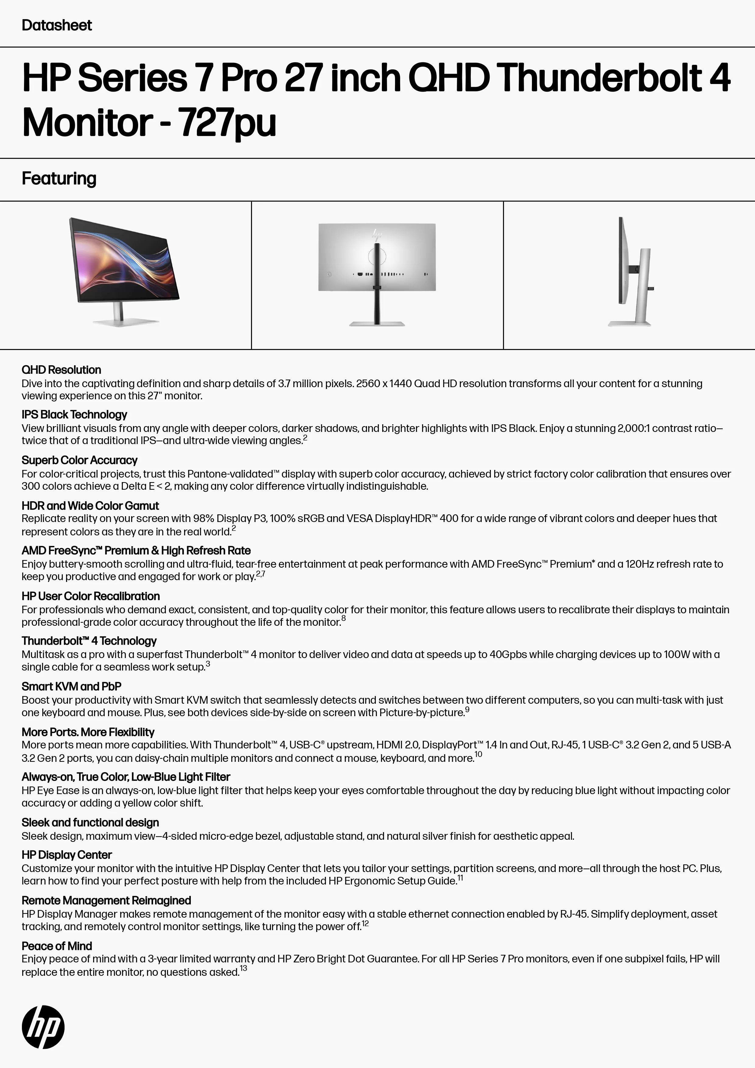 HP 惠普 Series 7 Pro 727pu 27 吋 QHD Thunderbolt 4 顯示器 (8J9E6AA),實際價格以報價為主,8J9E6AA,HP惠普Series7Pro727pu27吋QHDThunderbolt4顯示器(8J9E6AA),原廠保固,大量採購歡迎洽詢