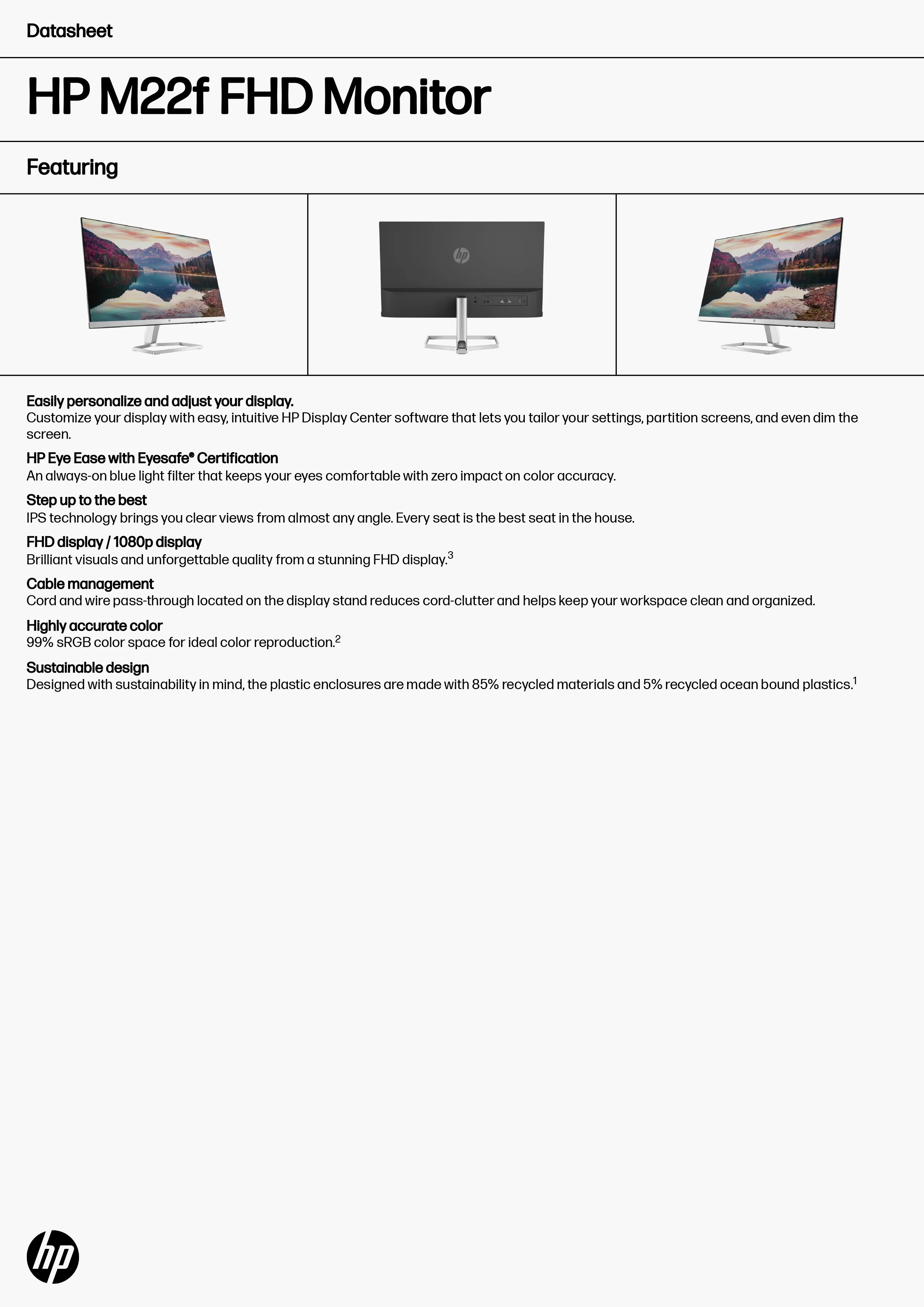 HP 惠普 M22f FHD 顯示器 (2E2Y3AA)