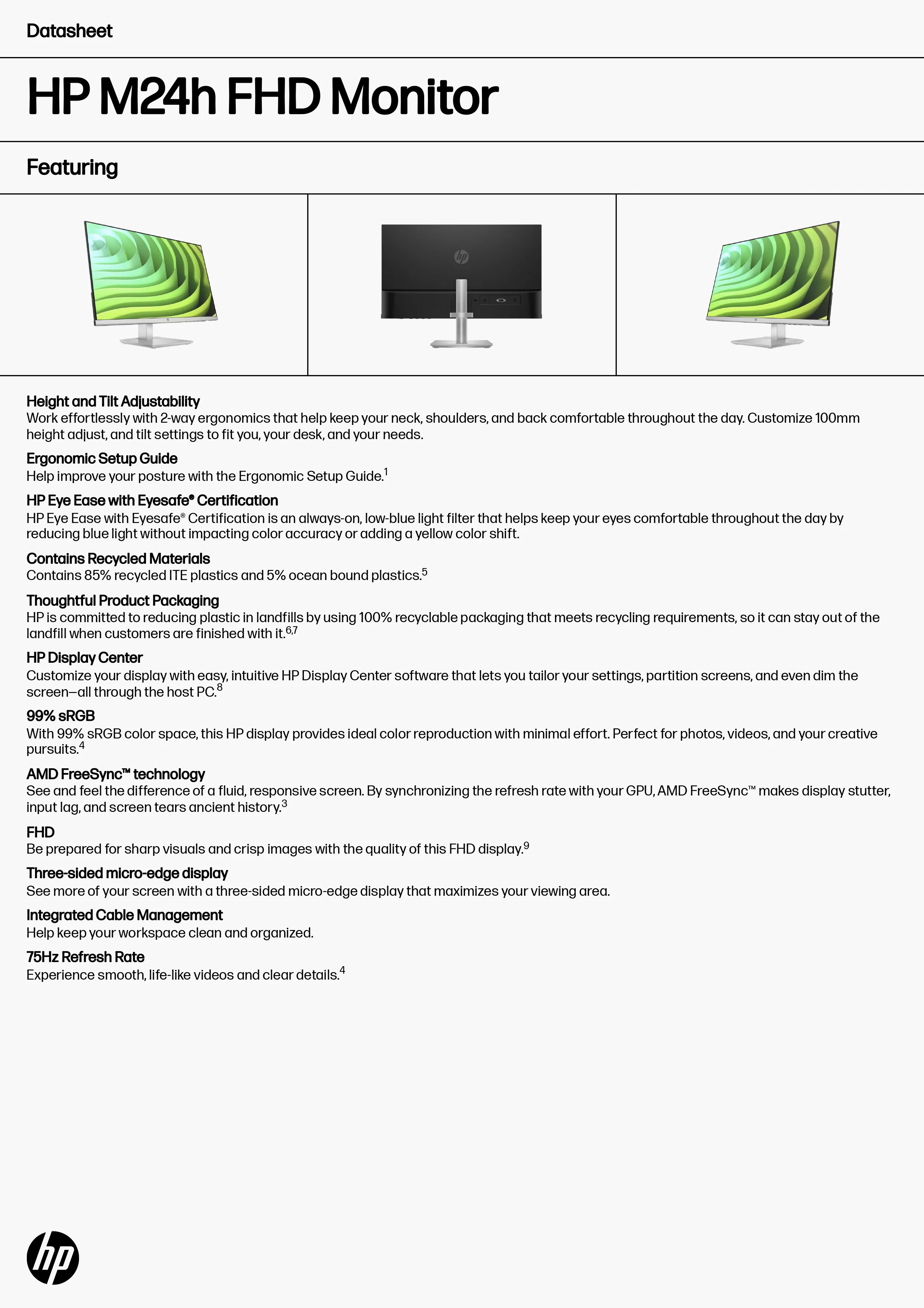 HP 惠普 M24h FHD 顯示器 (76D16AA)