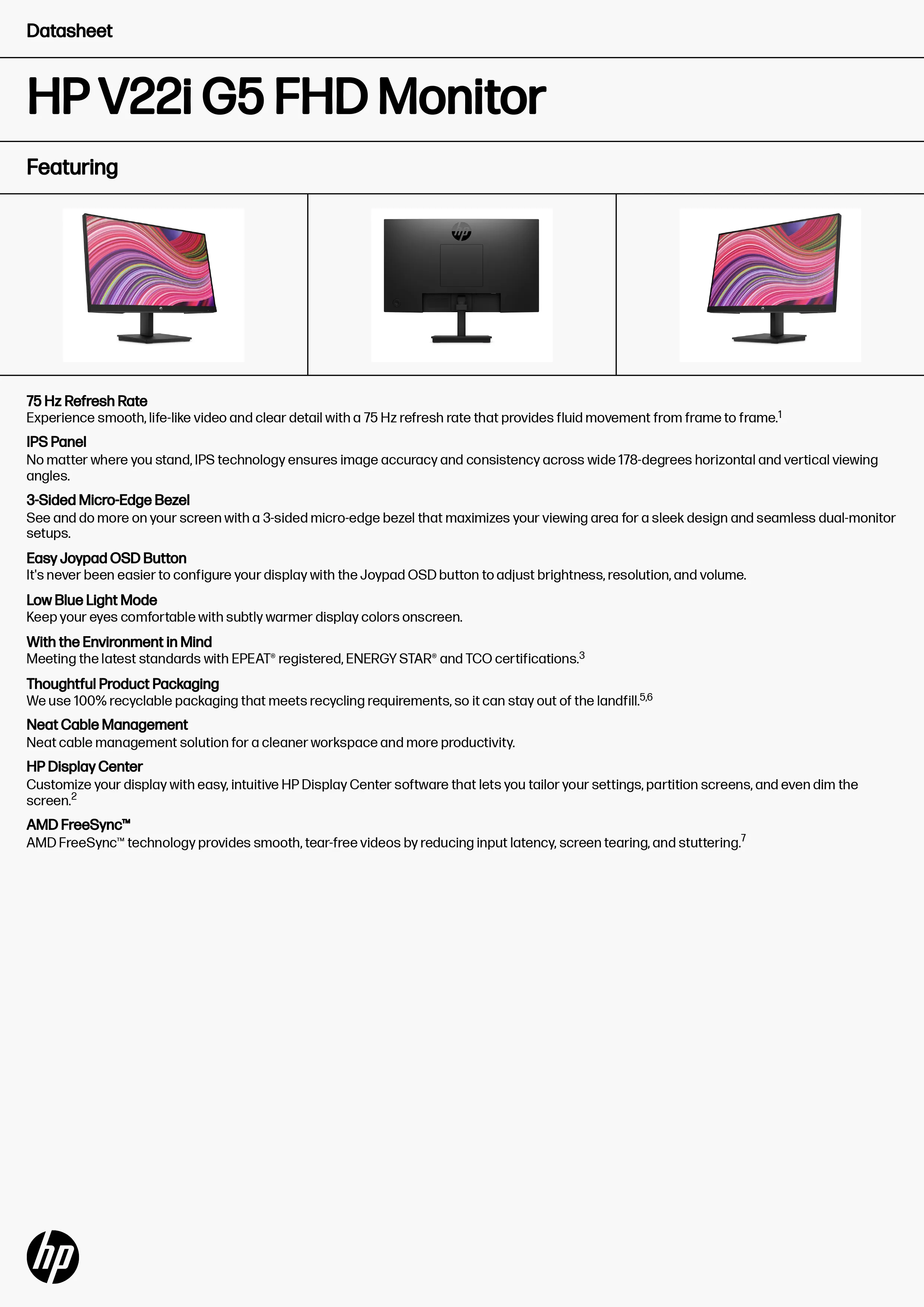 HP 惠普 V22i G5 FHD 顯示器 (6D8G9AA)