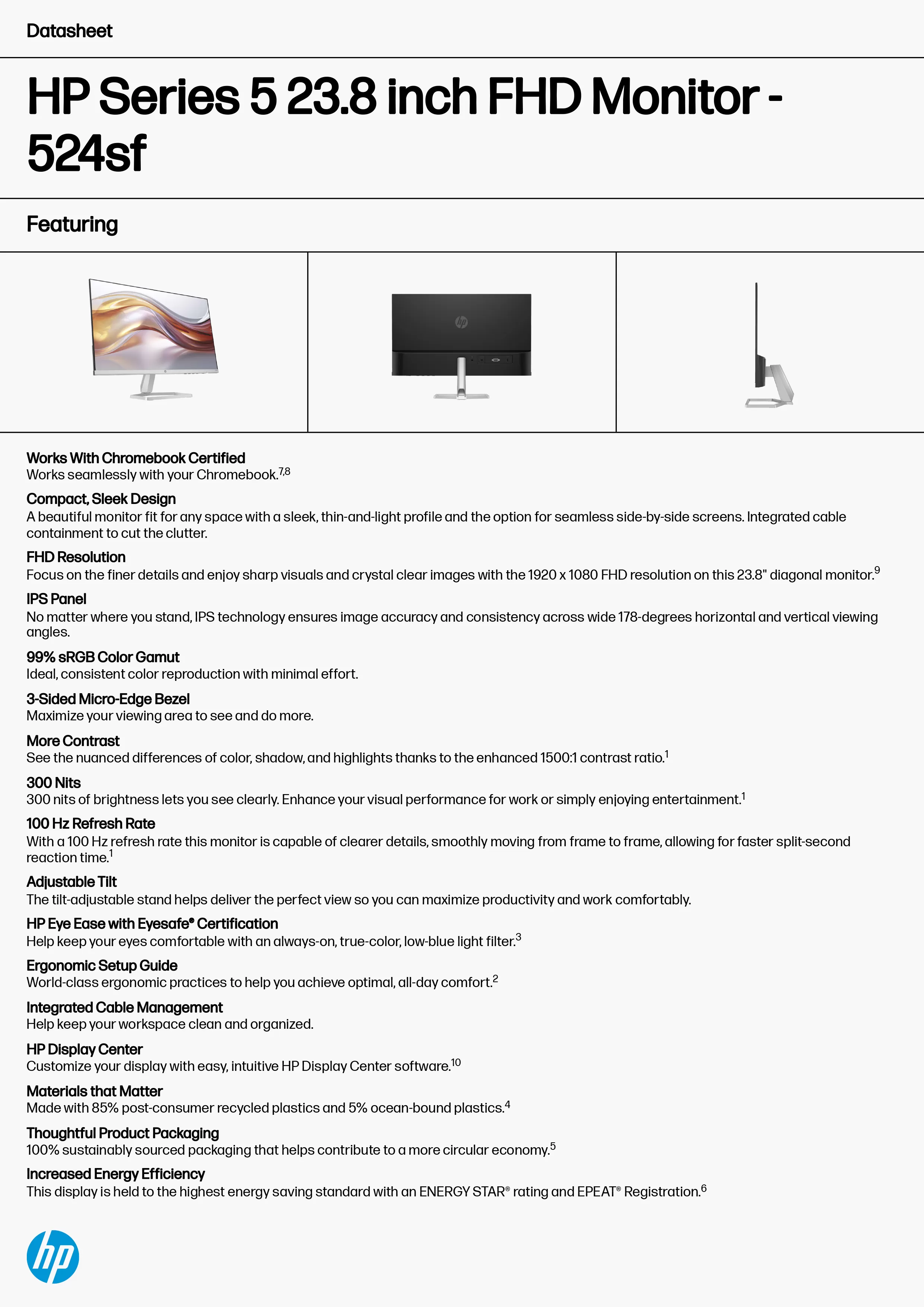 HP 惠普 Series 5 524sf 23.8 吋 FHD 顯示器 (94C18AA),實際價格以報價為主,94C18AA,HP惠普Series5524sf23.8吋FHD顯示器(94C18AA),原廠保固,大量採購歡迎洽詢