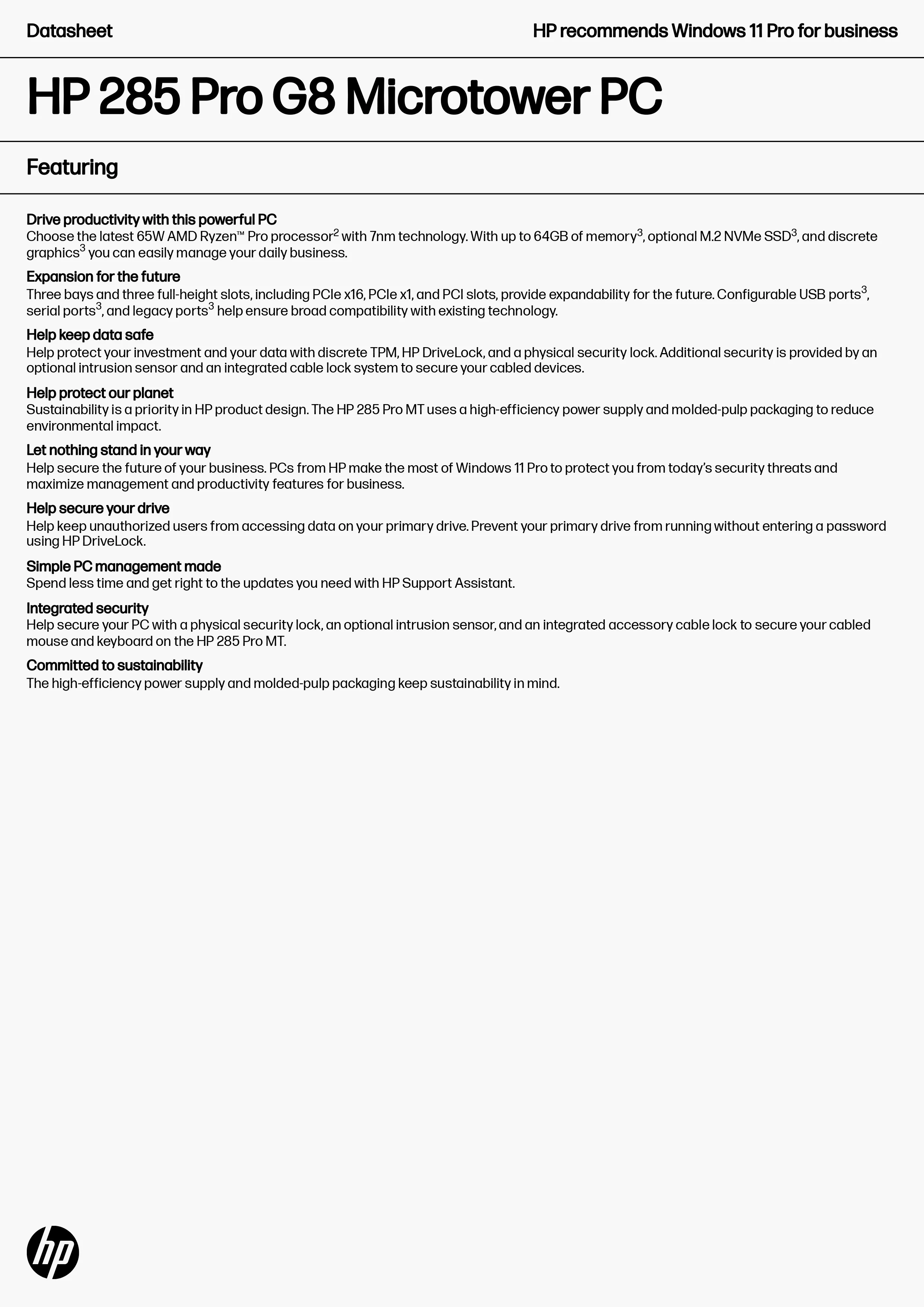 HP 惠普 ProDesk 285 G8 微型直立式電腦套件 (878L2PA),878L2PA,HP惠普ProDesk285G8微型直立式電腦套件(878L2PA),原廠保固,大量採購歡迎洽詢,商品特色