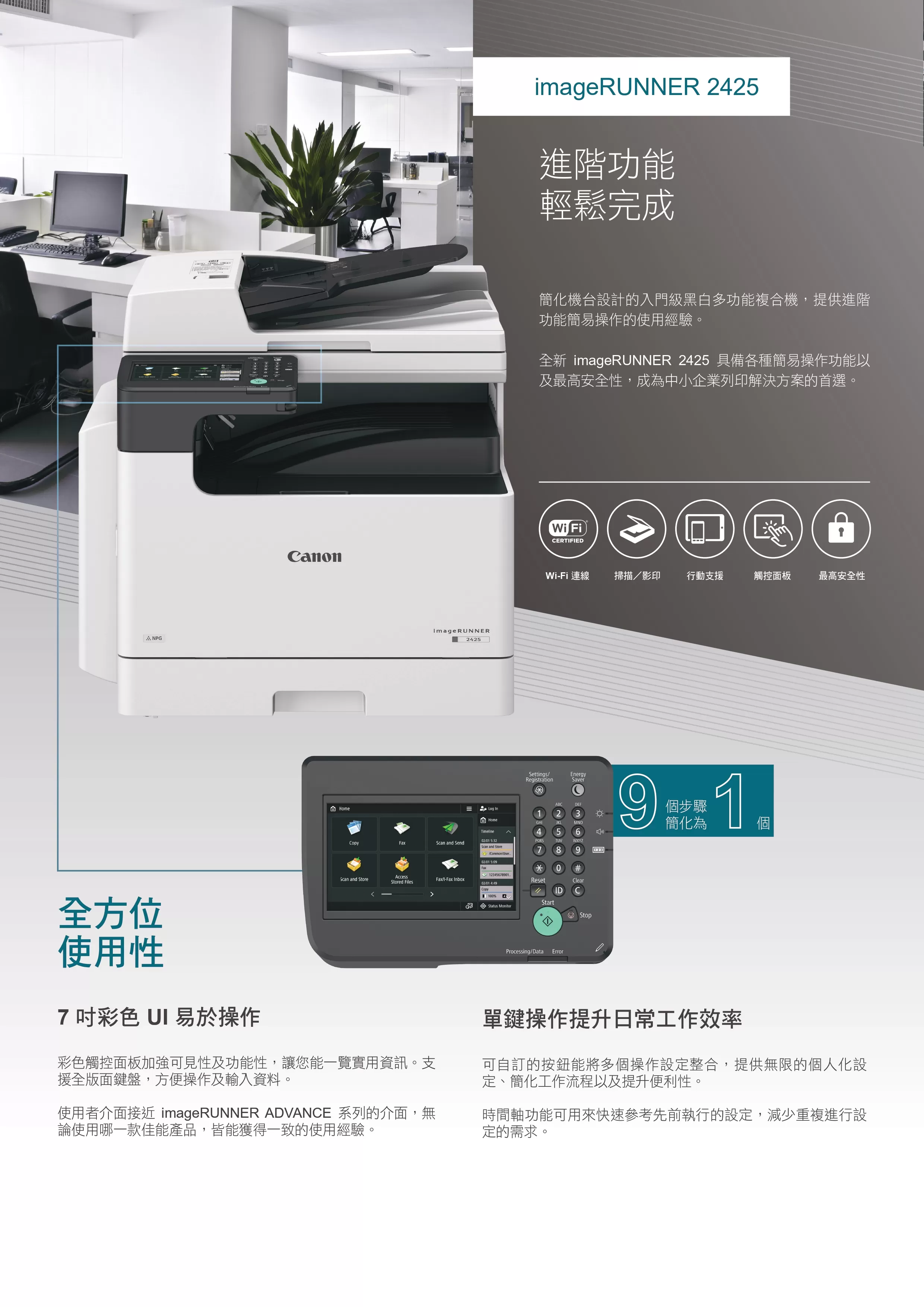 Canon 佳能 imageRUNNER 2425 A3黑白雷射複合機