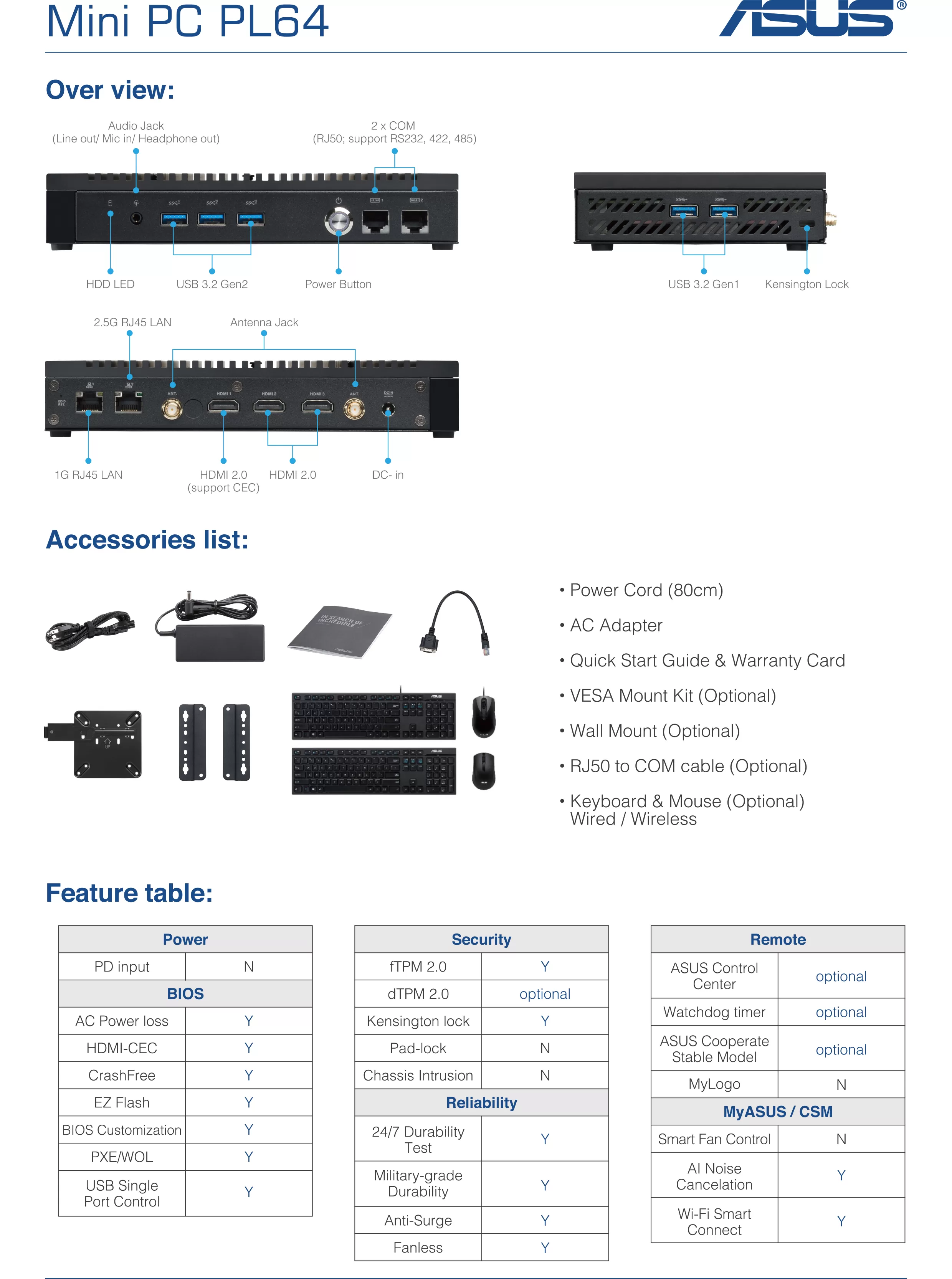 ASUS 華碩 Mini PC PL64 迷你電腦