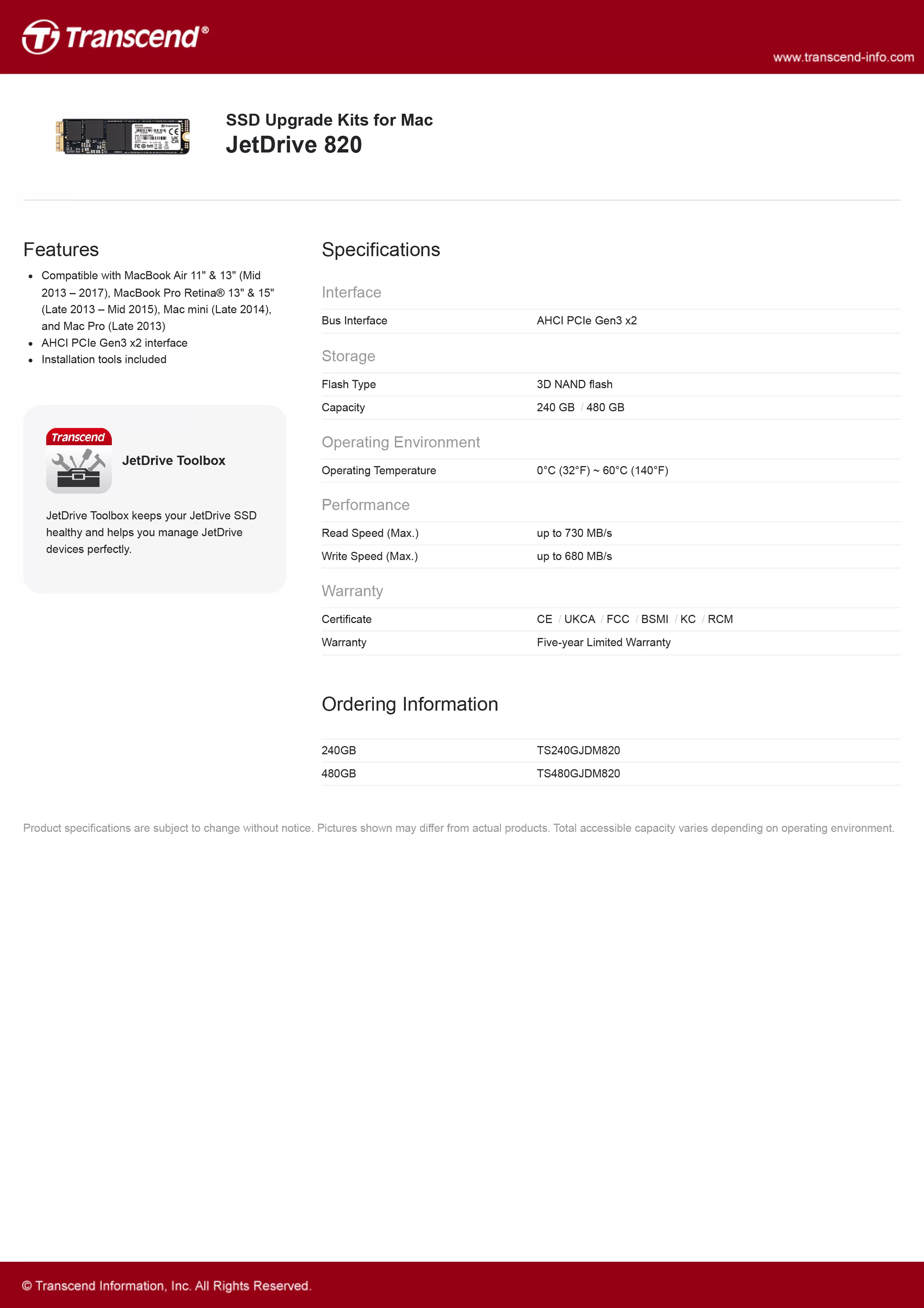 Transcend 創見 JetDrive 820