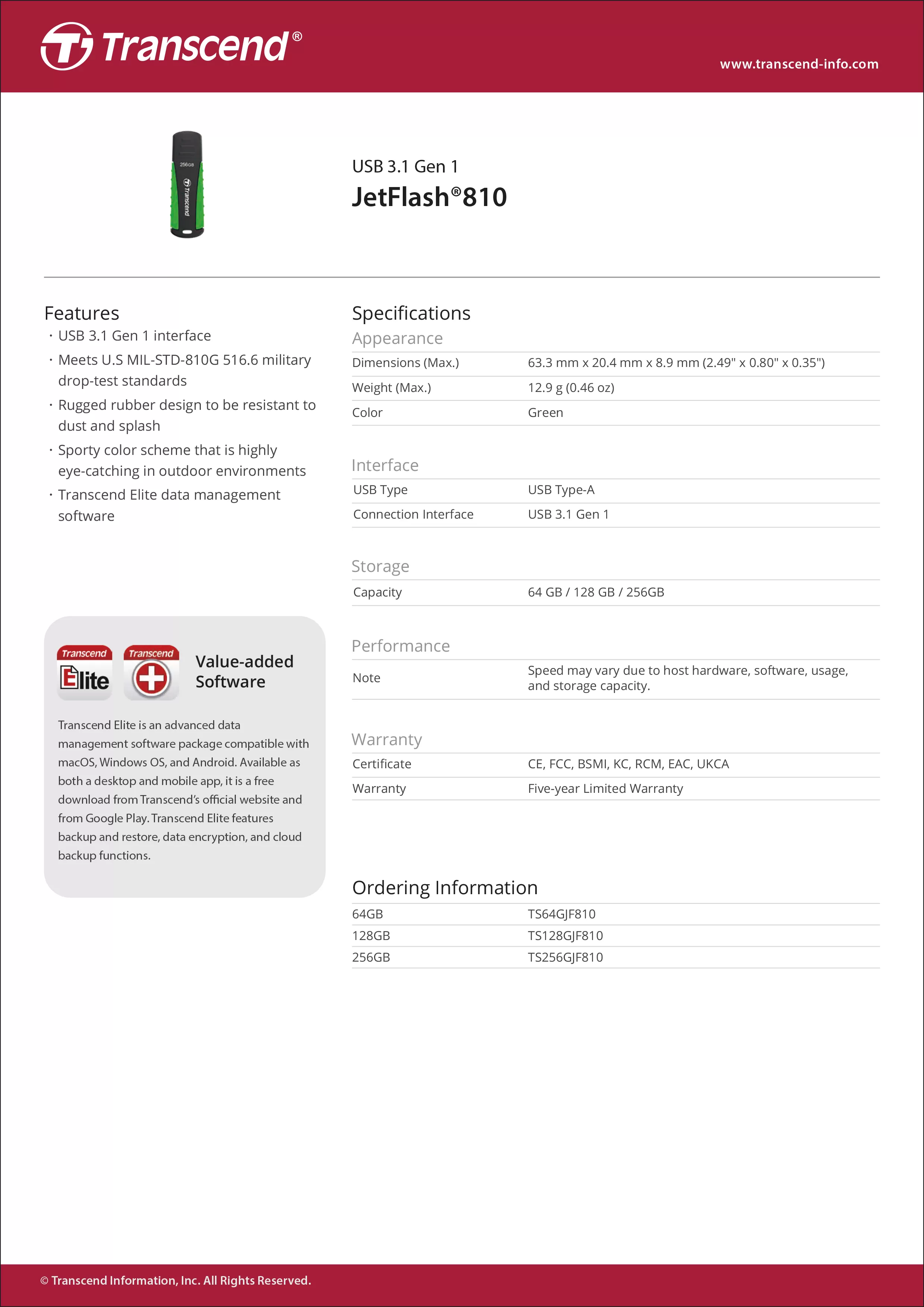 Transcend 創見 JetFlash 810 隨身碟