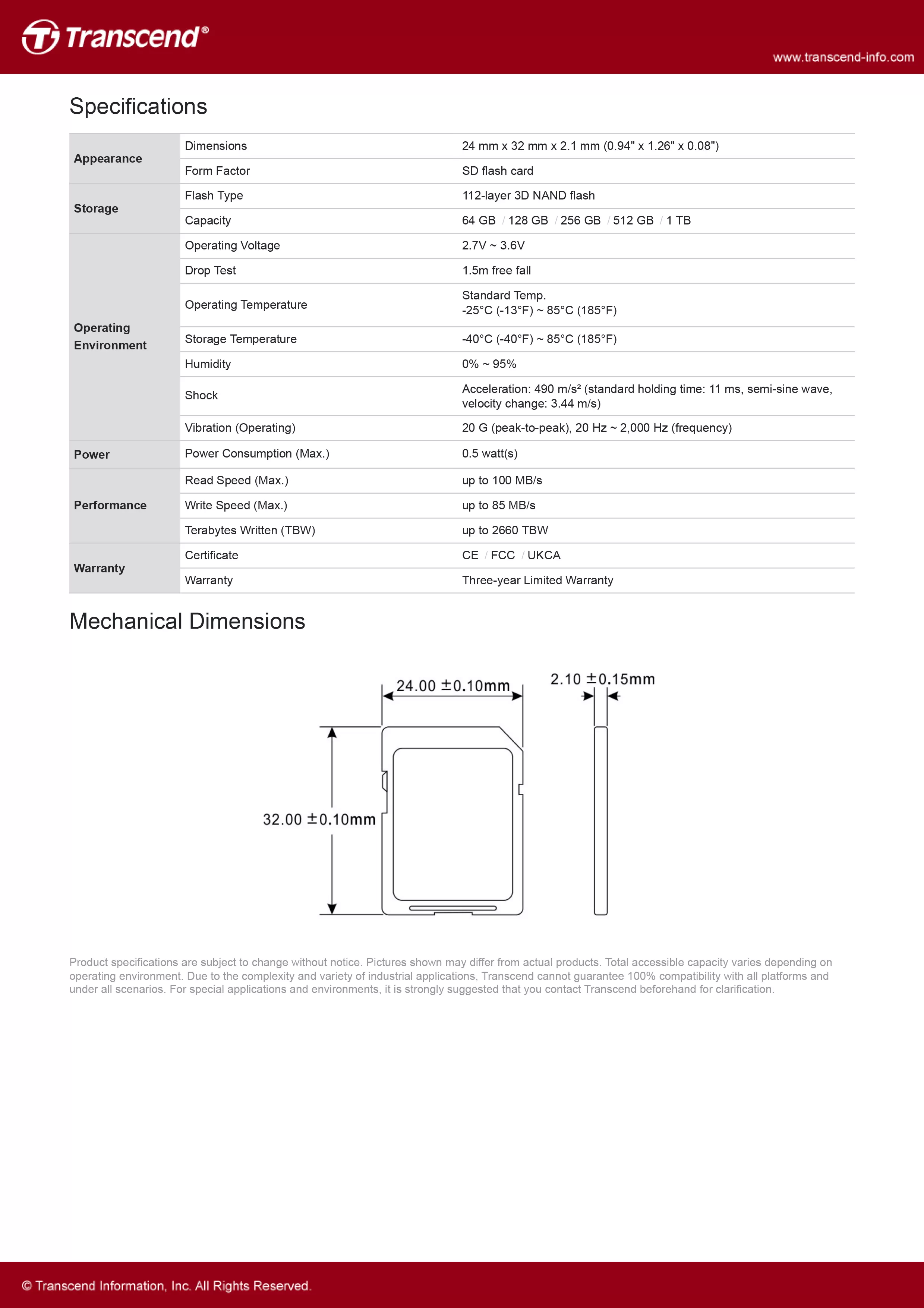 Transcend 創見 SDC460T SD記憶卡