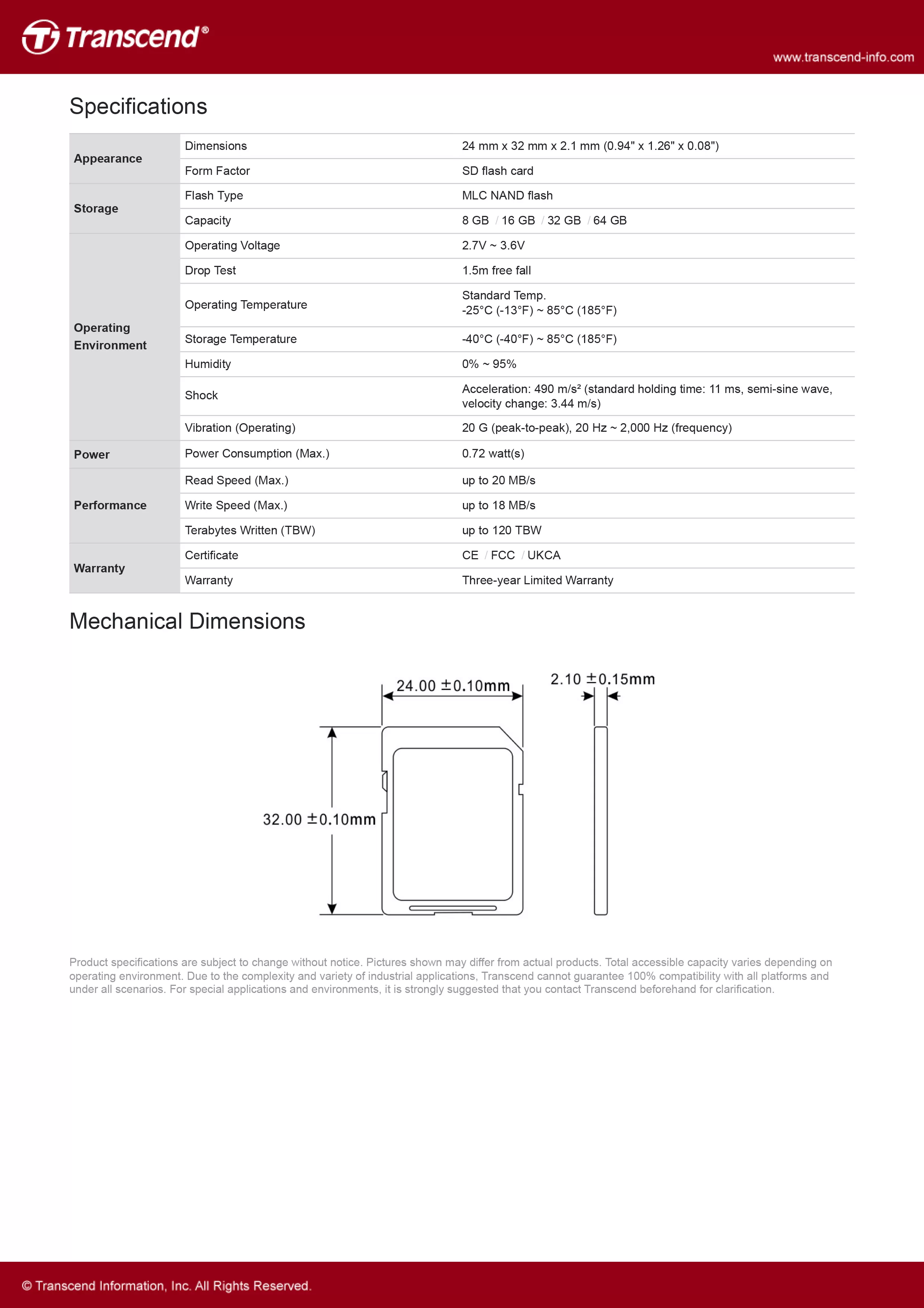 Transcend 創見 SDC10M SD記憶卡