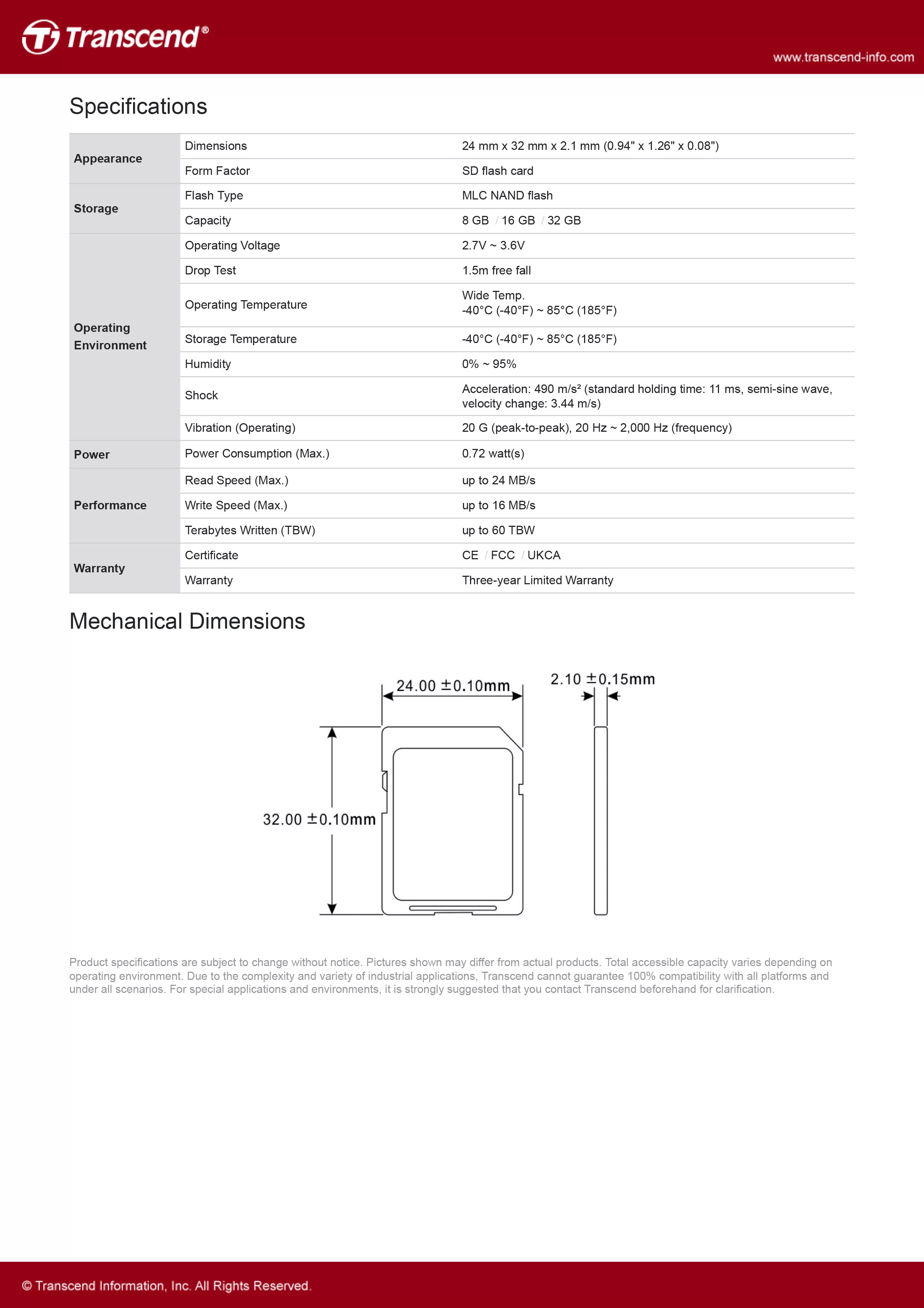 Transcend 創見 SDC10I SD記憶卡