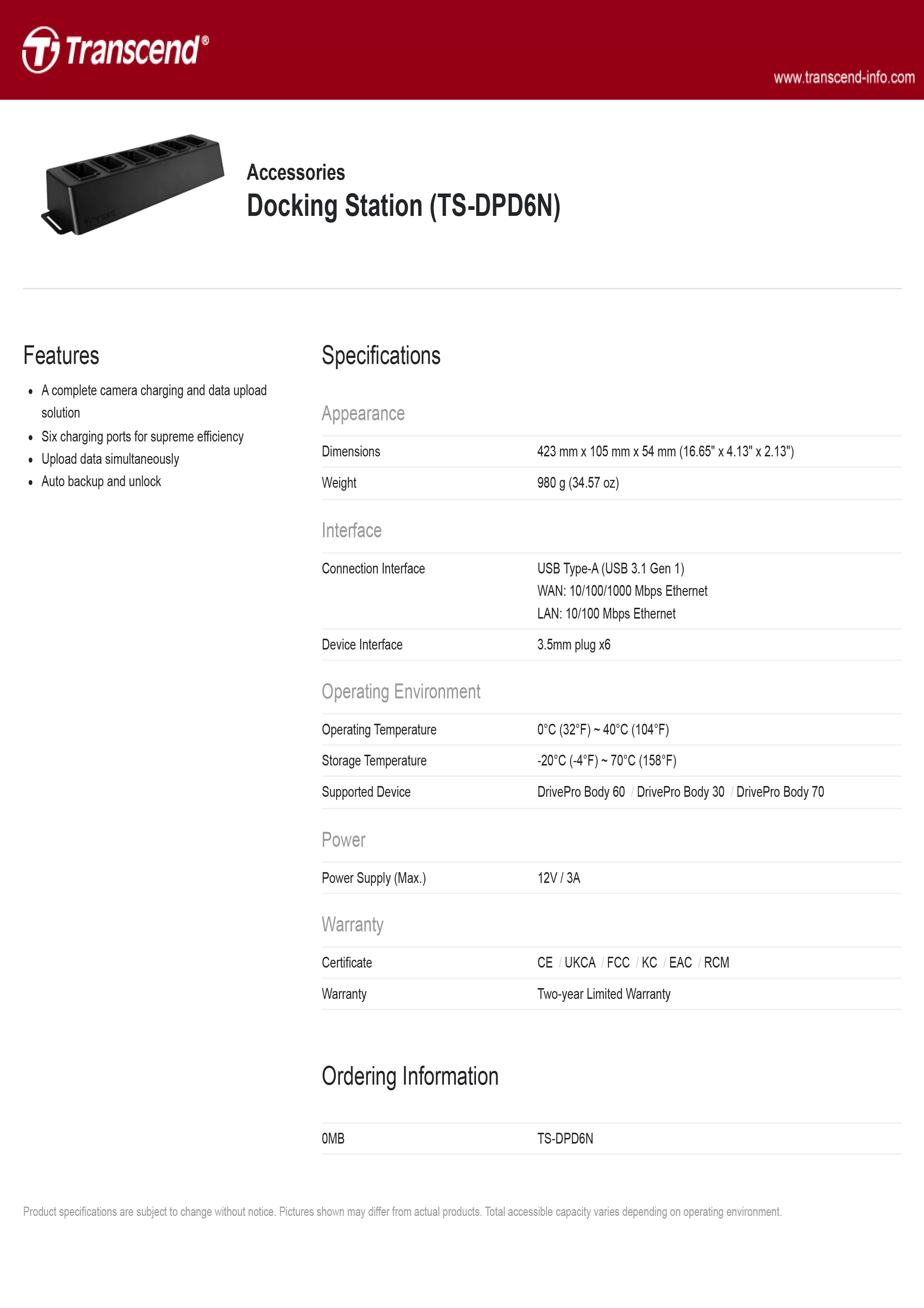 Transcend 創見 TS-DPD6N 多功能底座